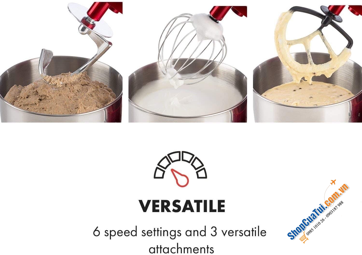 TRỘN BỘT VẠN ĐA NĂNG KLASTEIN LUCIA ROSSA với công suất máy là 1300w có thể trộn được tất cả các loại bột từ bột nhẹ đến bột nặng, làm bánh ngọt đến bánh mì, pizza, say sinh tố, xay thịt,...màu đỏ