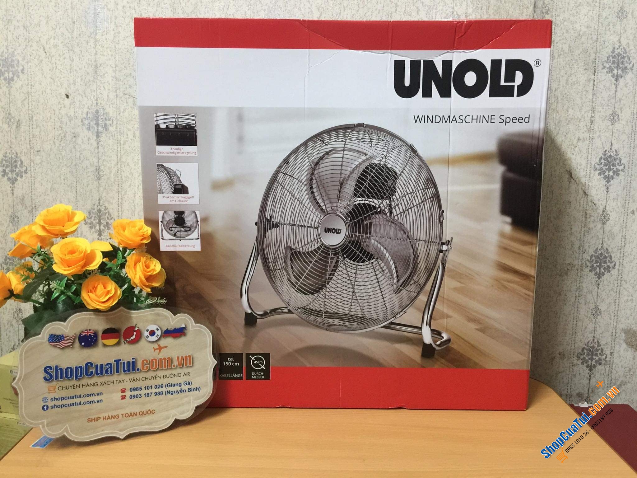 QUẠT SÀN UNOLD 86756 - Sức gió khổng lồ với công suất lên tới 120w, đường kính quạt 45cm