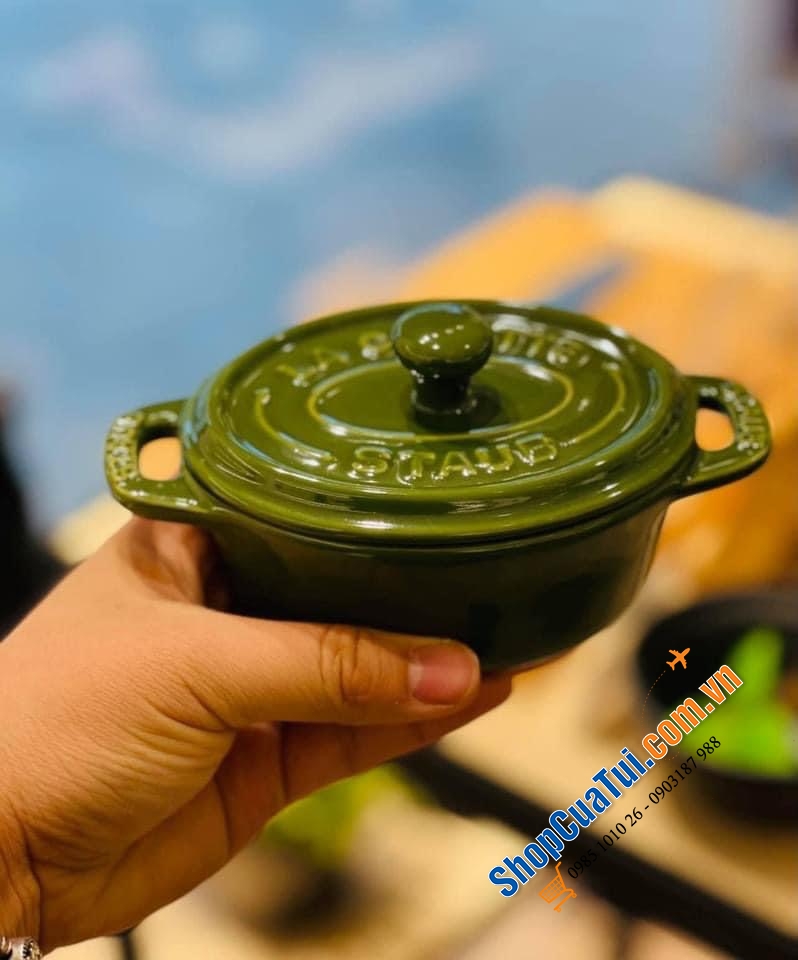 NỒI GỐM STAUB OVAL XANH RÊU 11 cm