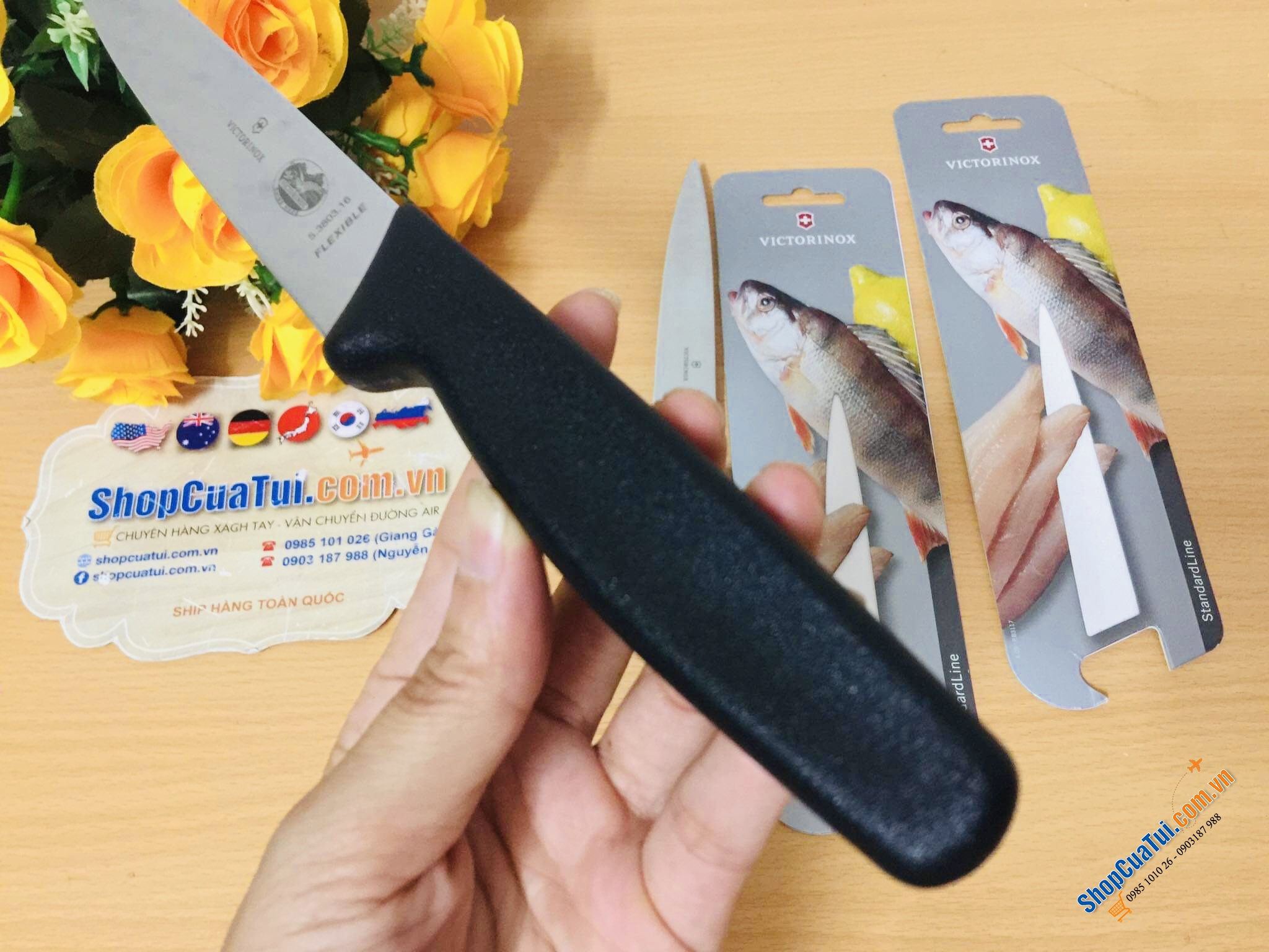 DAO LỌC CÁ, THỊT HAY THÁI CẮT THỊT CÁ RAU CỦ VICTORINOX ( Hình con cá) - Swiss Made