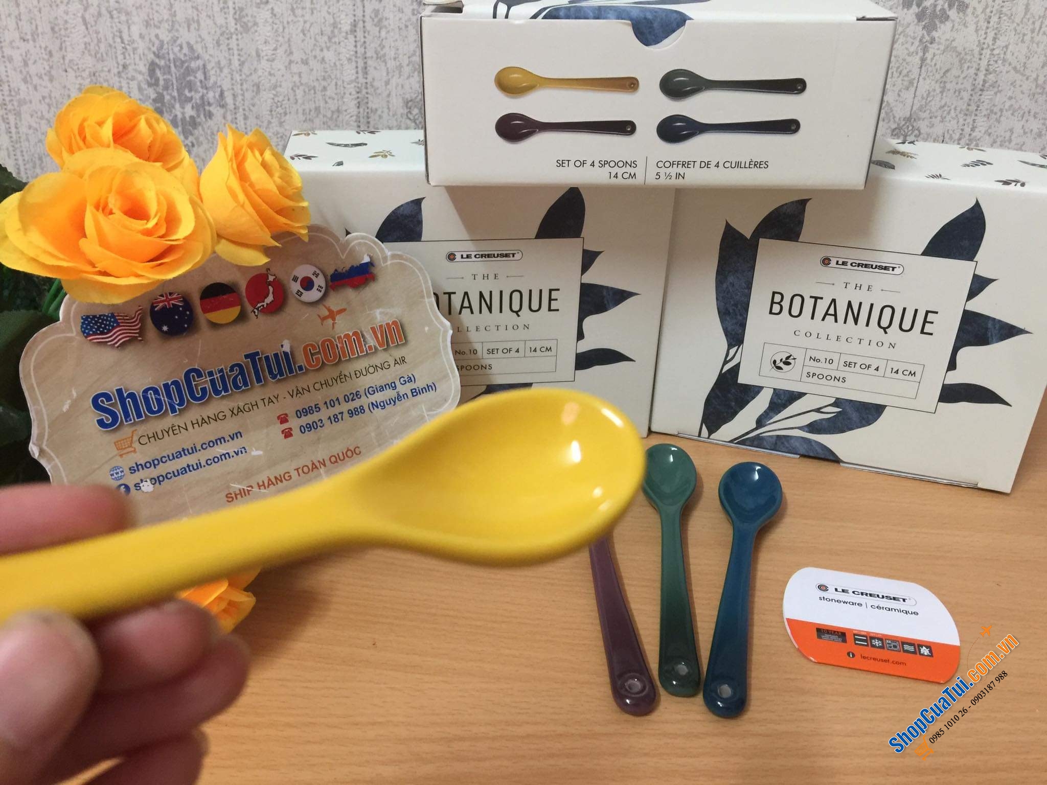 SET 4 THÌA SỨ LE CREUSET BOTANIQUE.