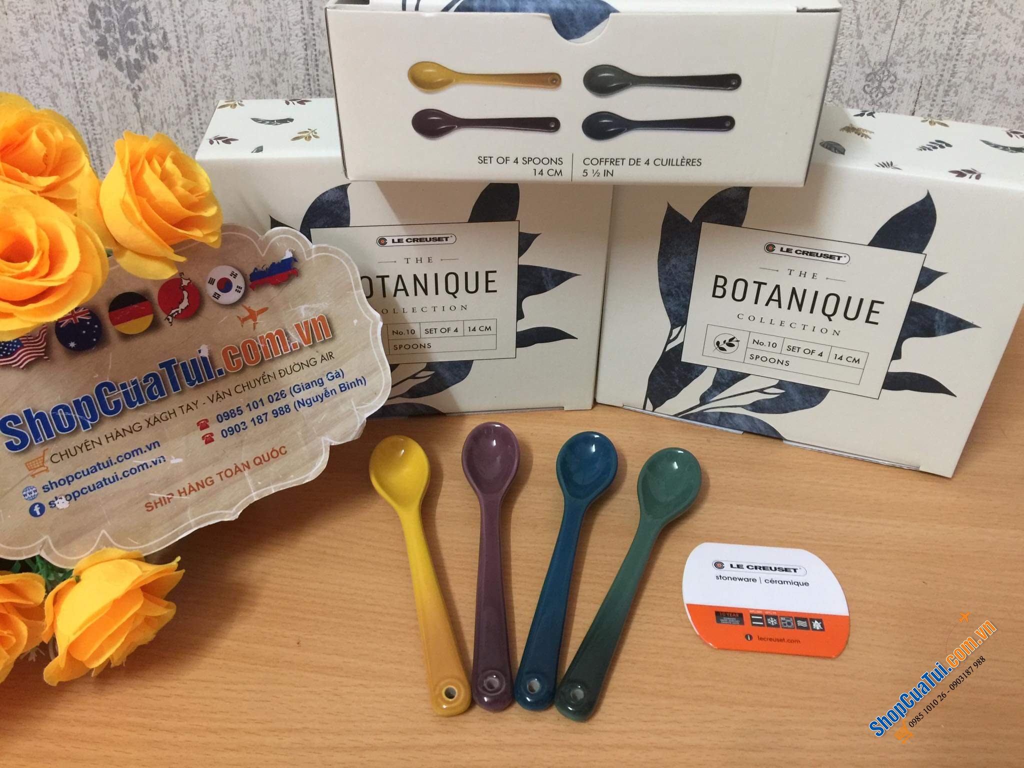 SET 4 THÌA SỨ LE CREUSET BOTANIQUE.