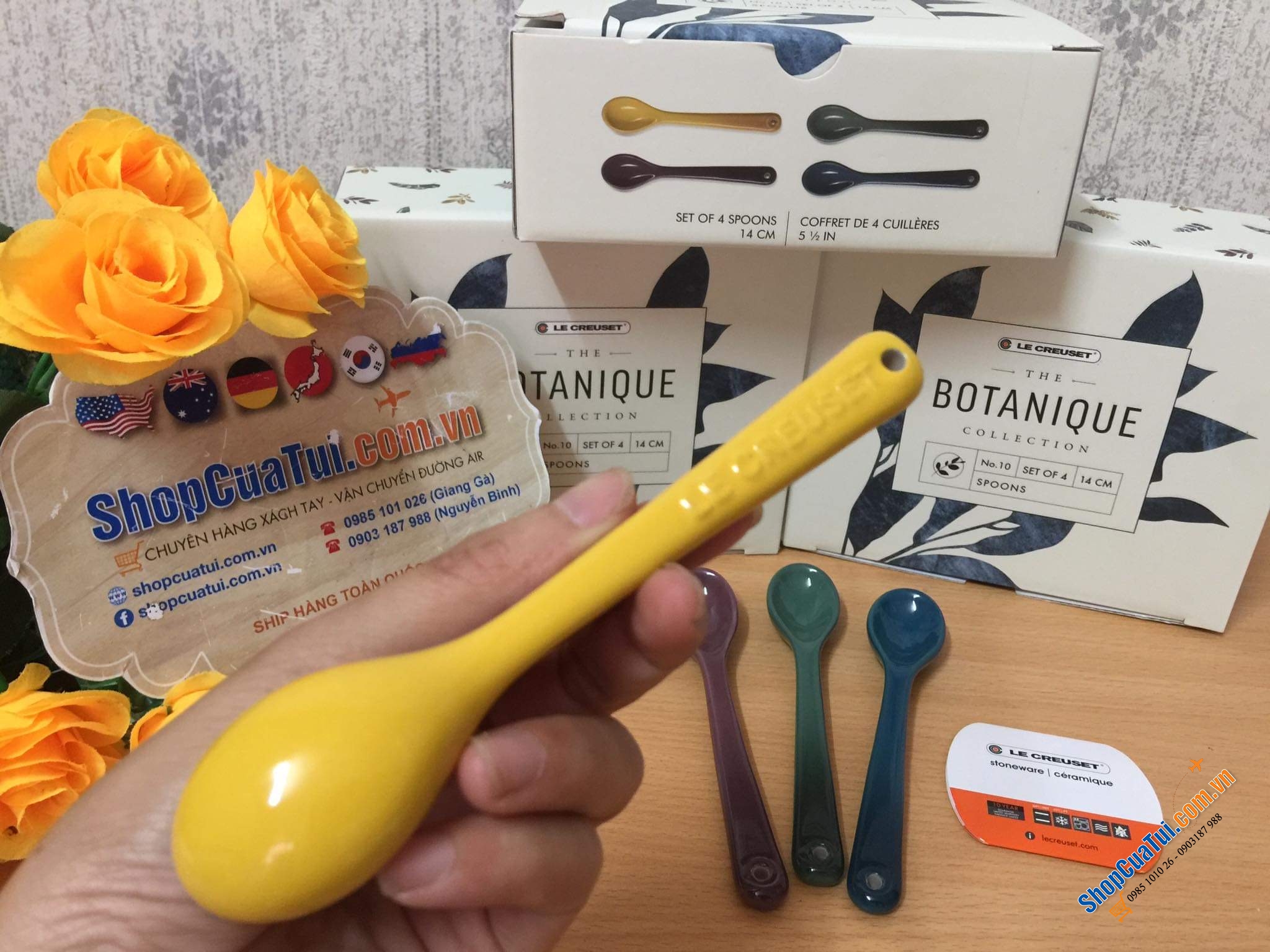 SET 4 THÌA SỨ LE CREUSET BOTANIQUE.