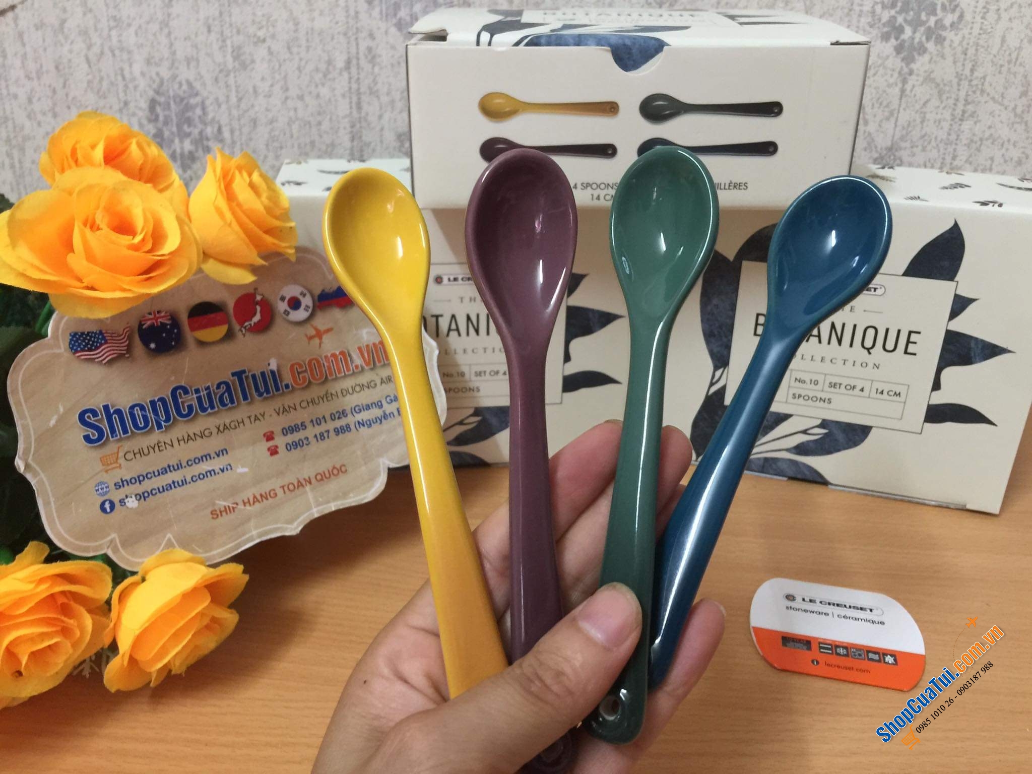 SET 4 THÌA SỨ LE CREUSET BOTANIQUE.