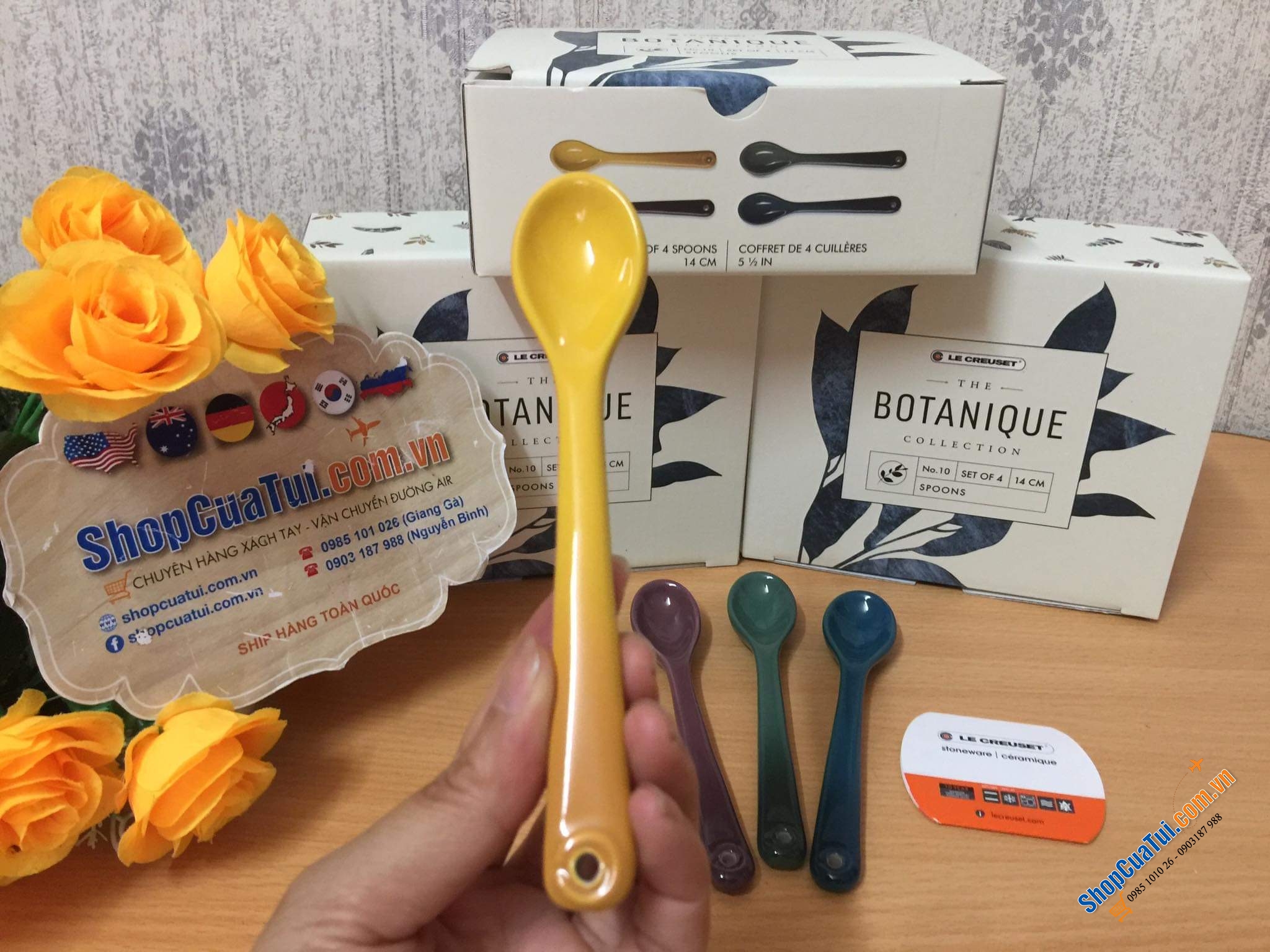 SET 4 THÌA SỨ LE CREUSET BOTANIQUE.