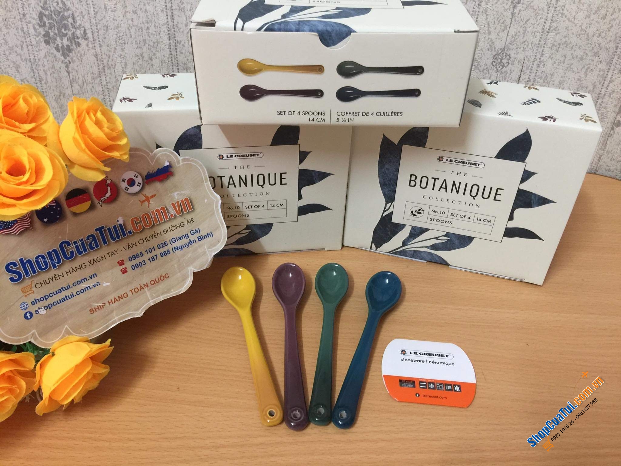 SET 4 THÌA SỨ LE CREUSET BOTANIQUE.