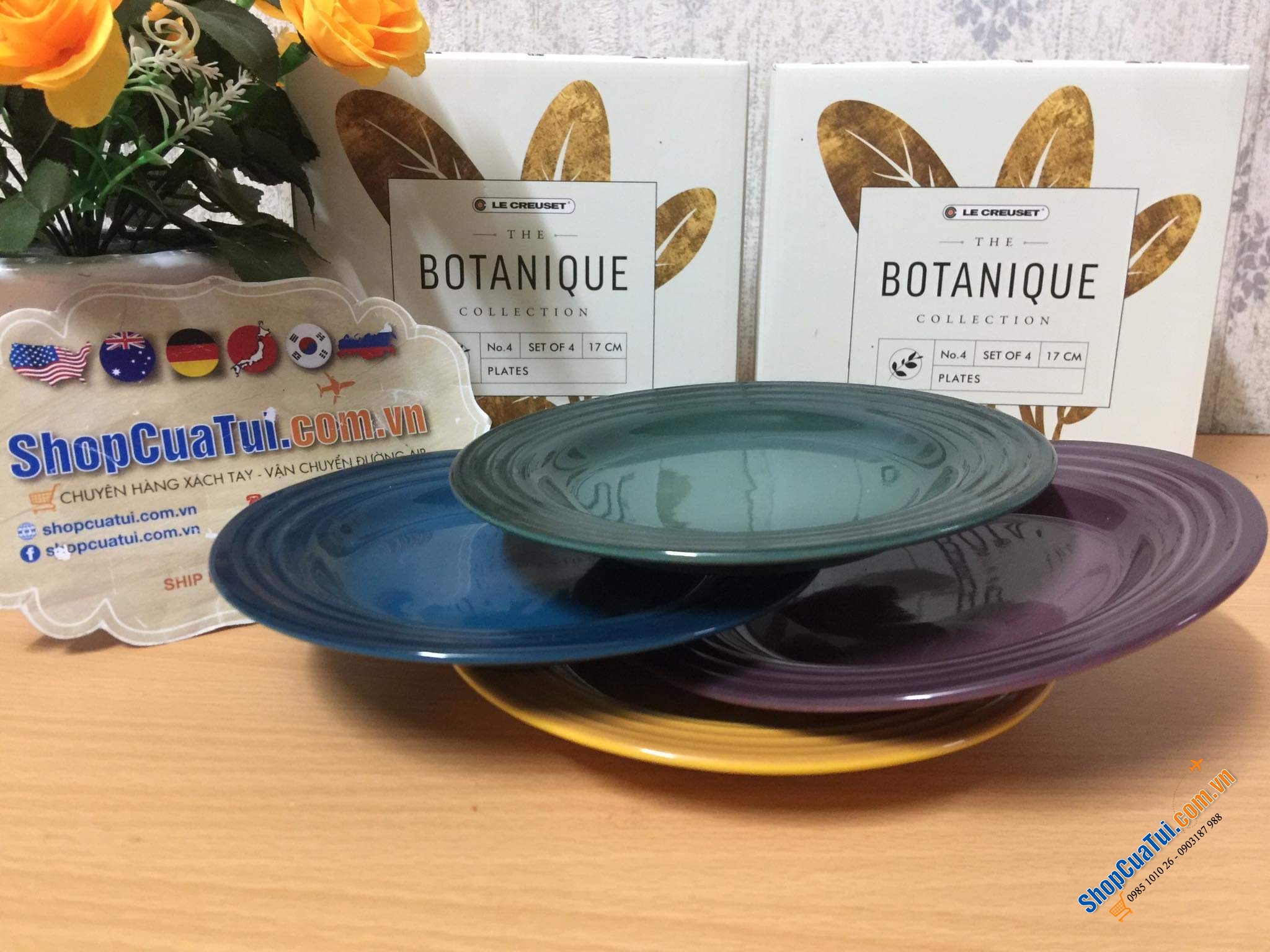 SET 4 ĐĨA LE CREUSET 17 CM - bộ sưu tập Botanique mới nhất mùa hè năm nay.