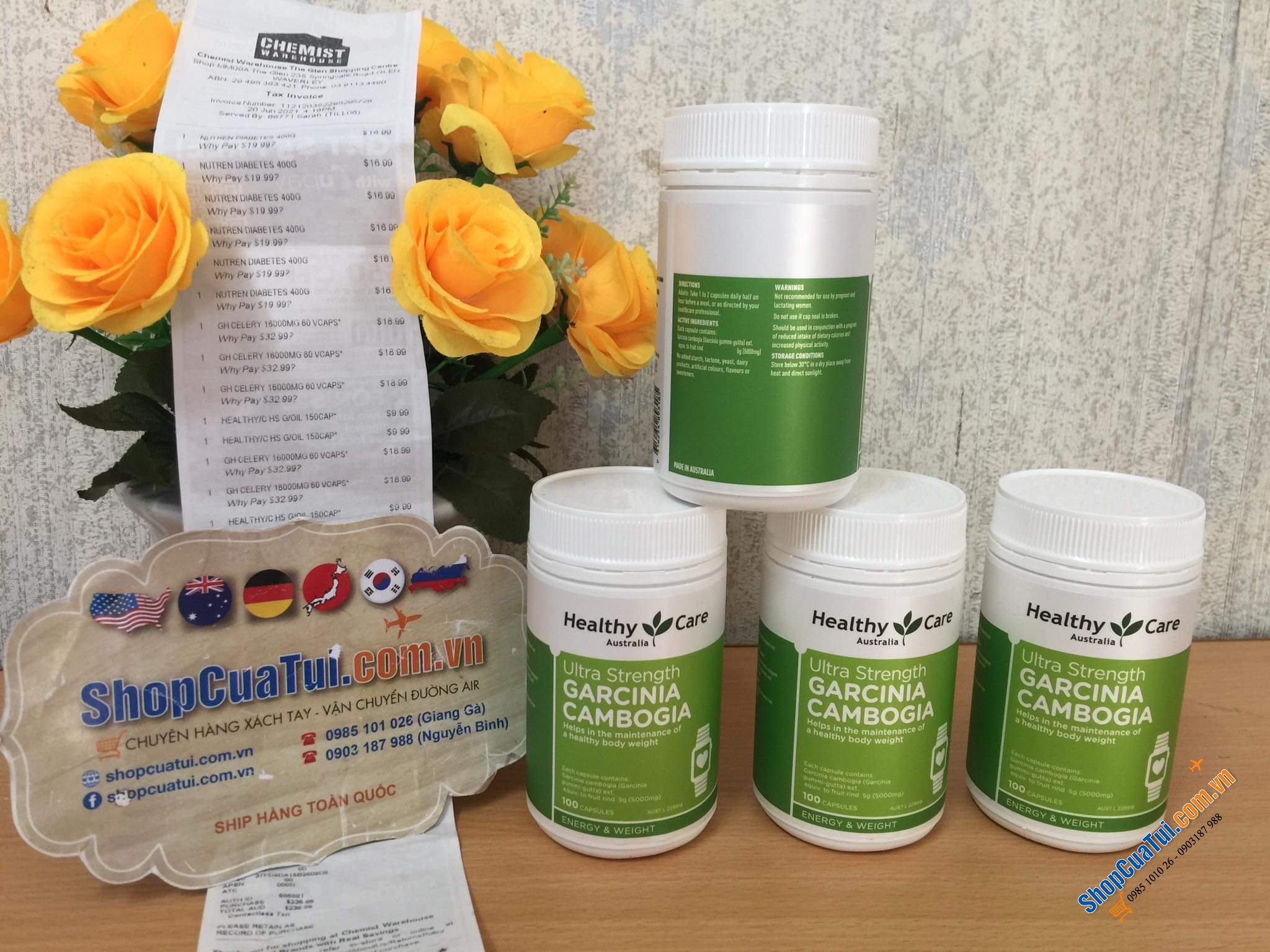 Viên uống giảm cân Healthy Care Garcinia Cambogia Ultra Strength 5000 100 Cápules ( mẫu mới)
