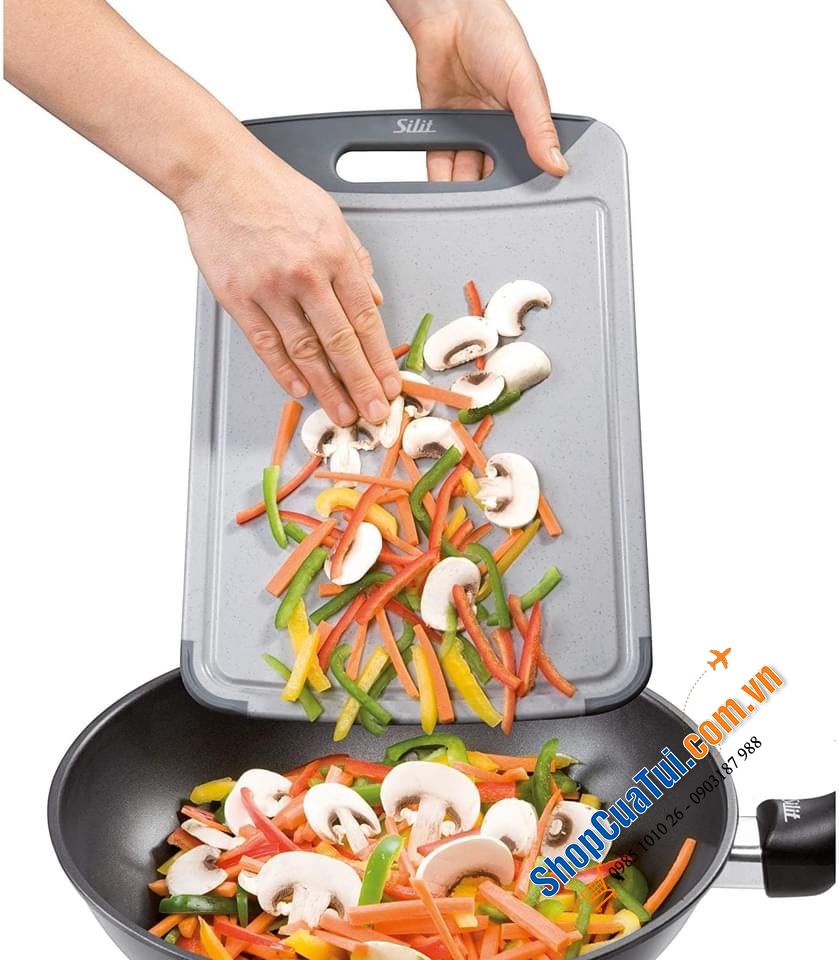 THỚT KHÁNG KHUẨN SILIT XÁM - kích thước 32x20 cm phù hợp cho các nhu cầu cắt thái của gia đình