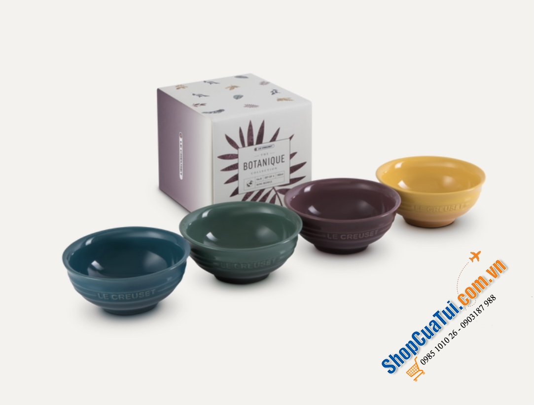 SET 4 BÁT LE CREUSET 10 CM KÈM HỘP BOTANIQUE - MUA AUTH TẠI ĐỨC ĐỦ BILL