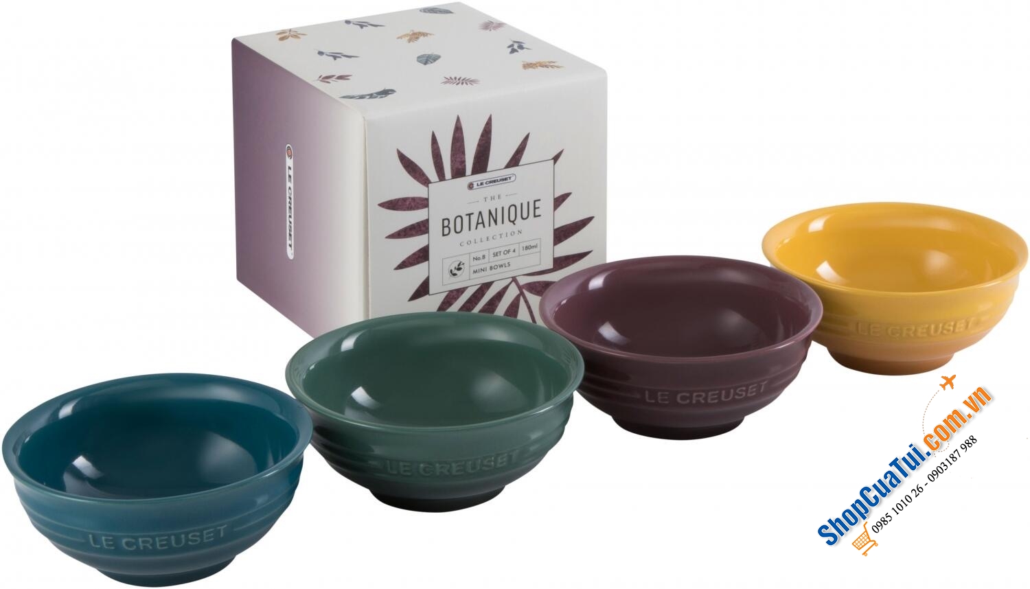 SET 4 BÁT LE CREUSET 10 CM KÈM HỘP BOTANIQUE - MUA AUTH TẠI ĐỨC ĐỦ BILL