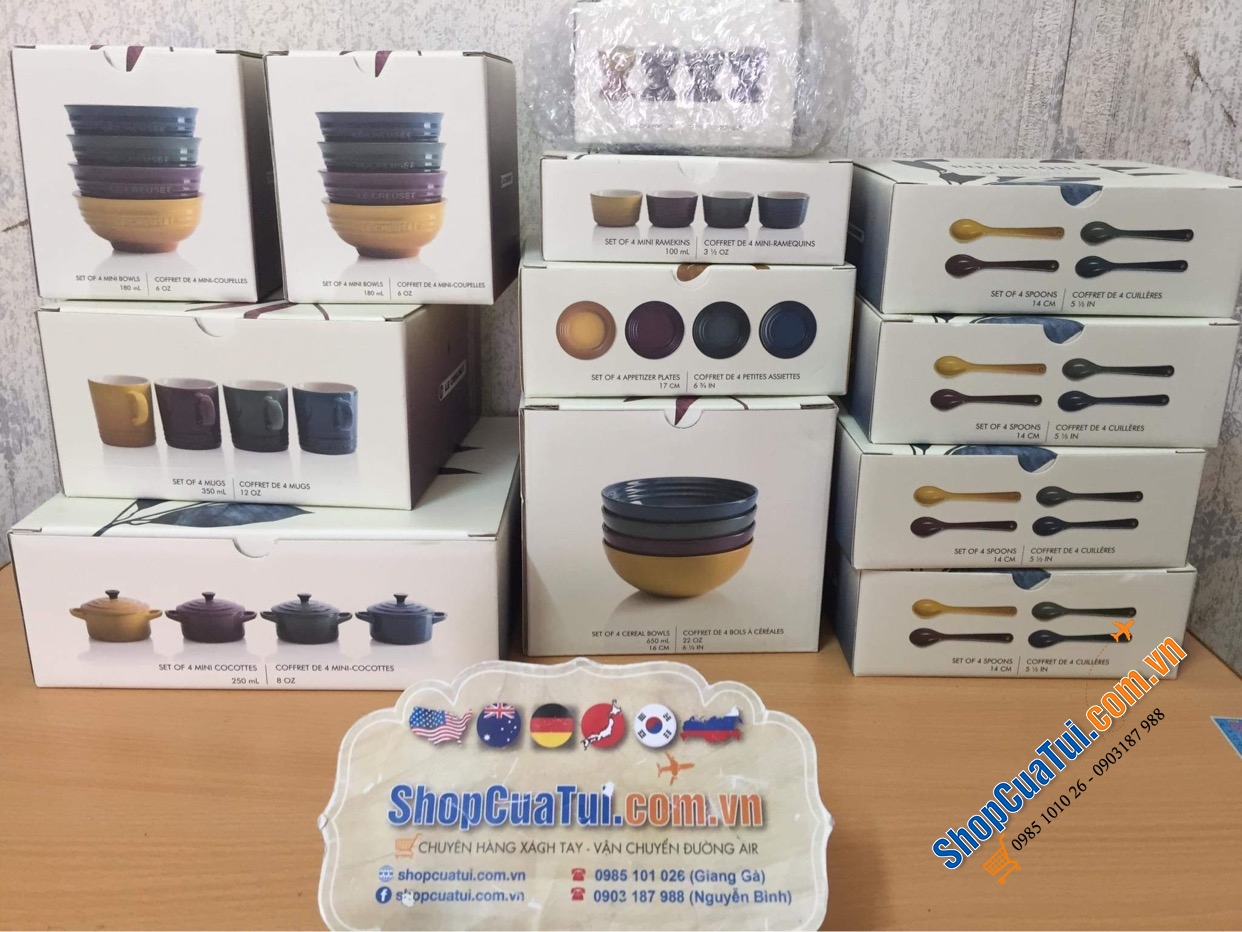 SET 4 BÁT LE CREUSET 10 CM KÈM HỘP BOTANIQUE - MUA AUTH TẠI ĐỨC ĐỦ BILL
