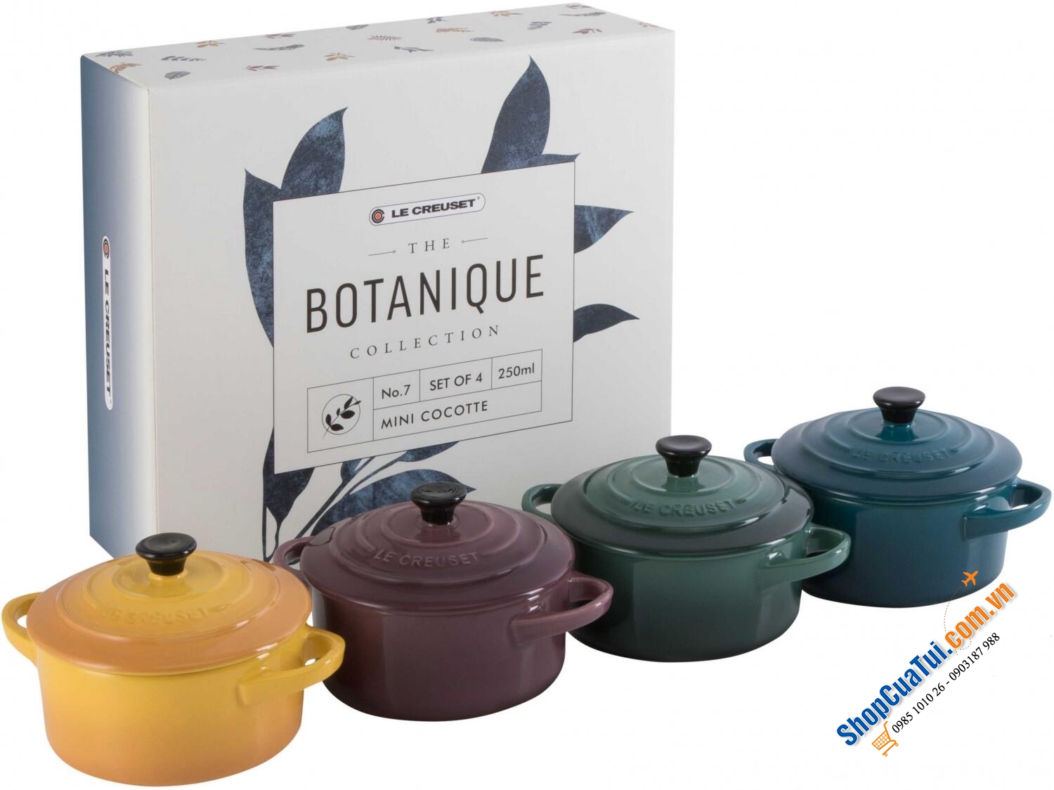 SET 4 NỒI LE CREUSET 10 CM KÈM HỘP BOTANIQUE - MUA AUTH TẠI ĐỨC ĐỦ BILL