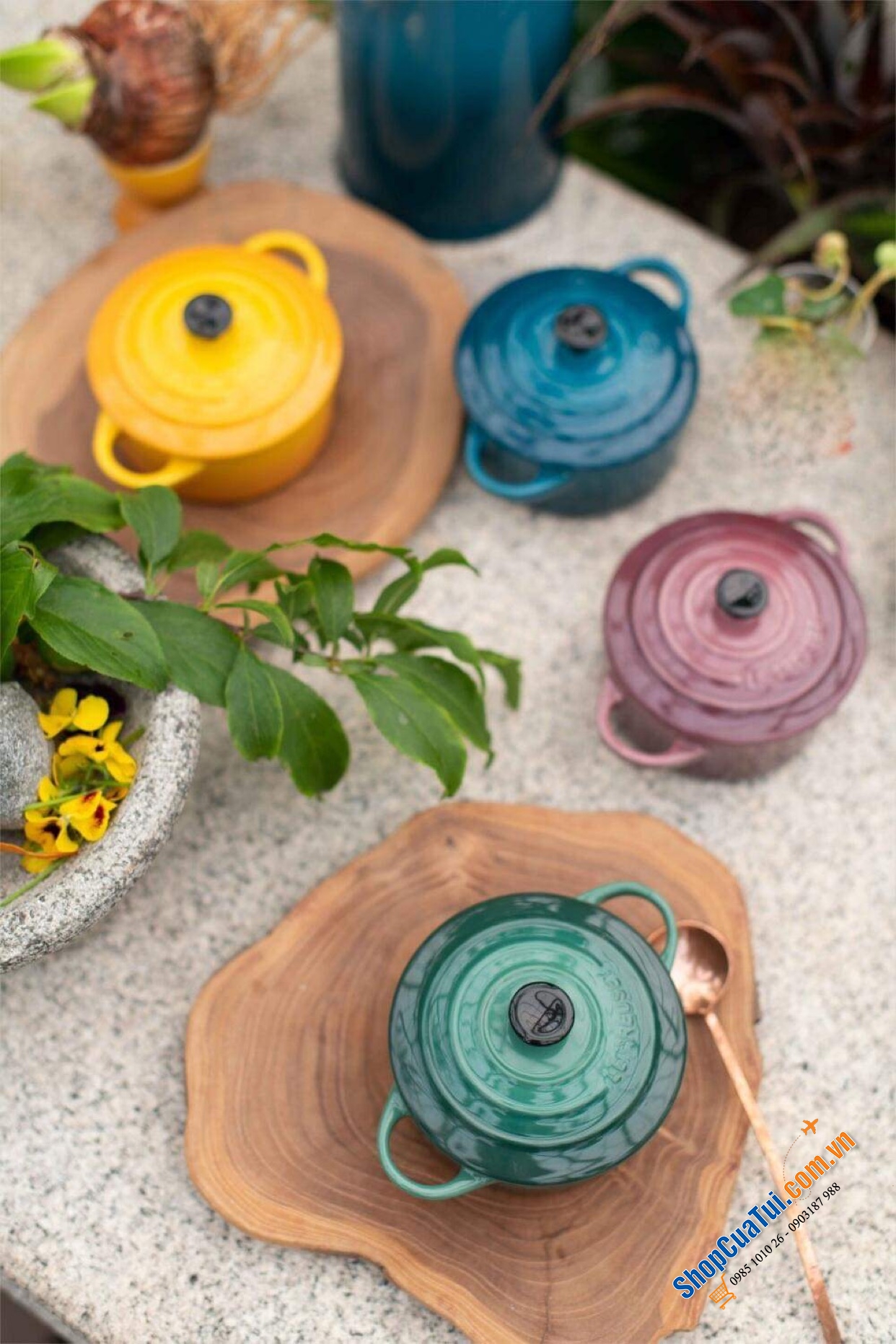 SET 4 NỒI LE CREUSET 10 CM KÈM HỘP BOTANIQUE - MUA AUTH TẠI ĐỨC ĐỦ BILL