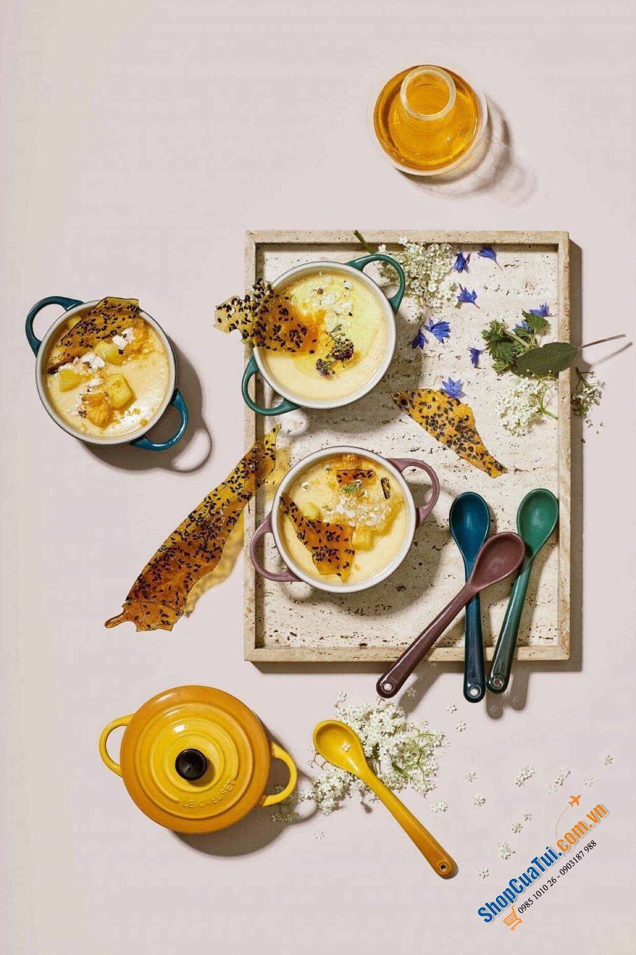 SET 4 NỒI LE CREUSET 10 CM KÈM HỘP BOTANIQUE - MUA AUTH TẠI ĐỨC ĐỦ BILL