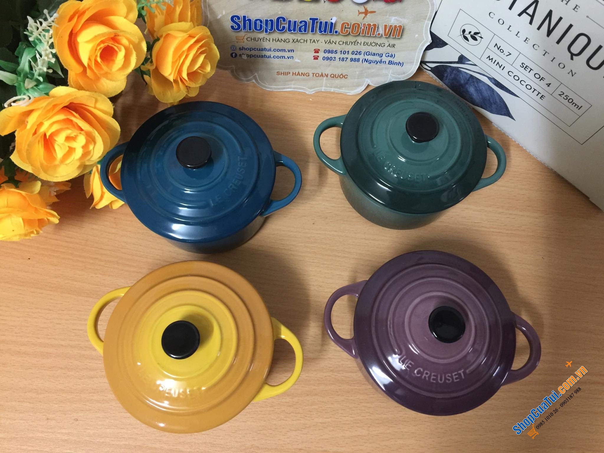 SET 4 NỒI LE CREUSET 10 CM KÈM HỘP BOTANIQUE - MUA AUTH TẠI ĐỨC ĐỦ BILL