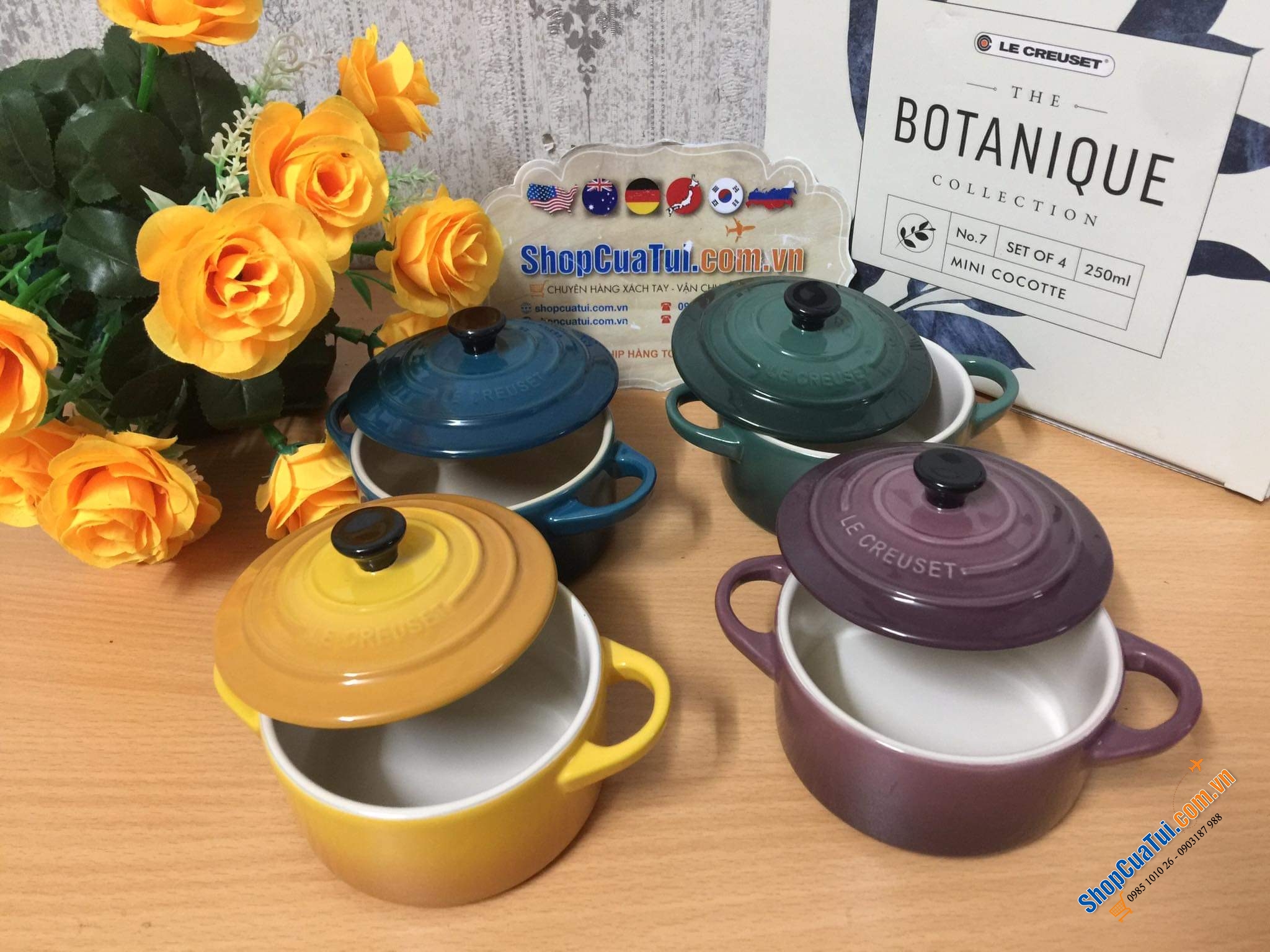 SET 4 NỒI LE CREUSET 10 CM KÈM HỘP BOTANIQUE - MUA AUTH TẠI ĐỨC ĐỦ BILL