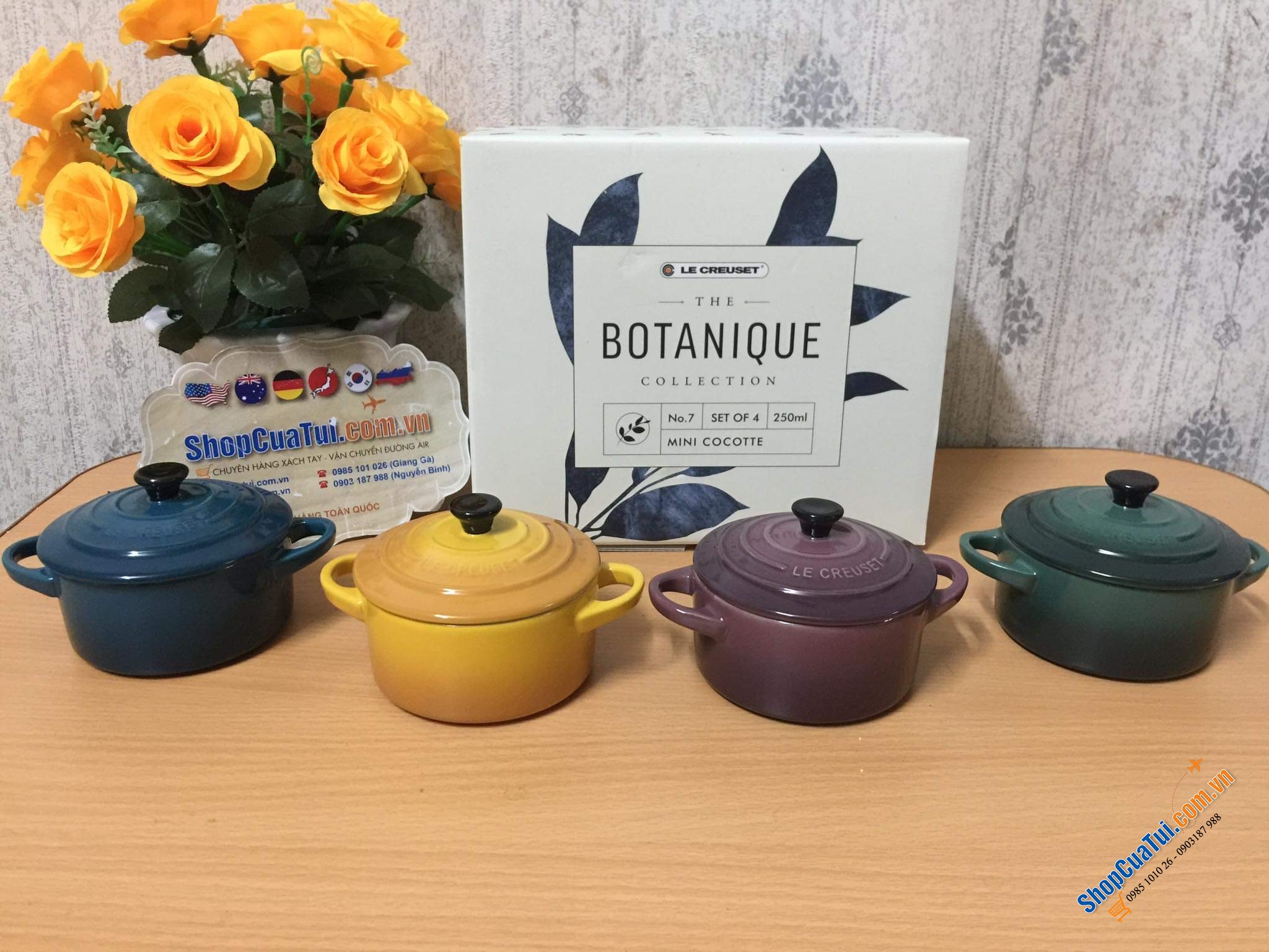 SET 4 NỒI LE CREUSET 10 CM KÈM HỘP BOTANIQUE - MUA AUTH TẠI ĐỨC ĐỦ BILL