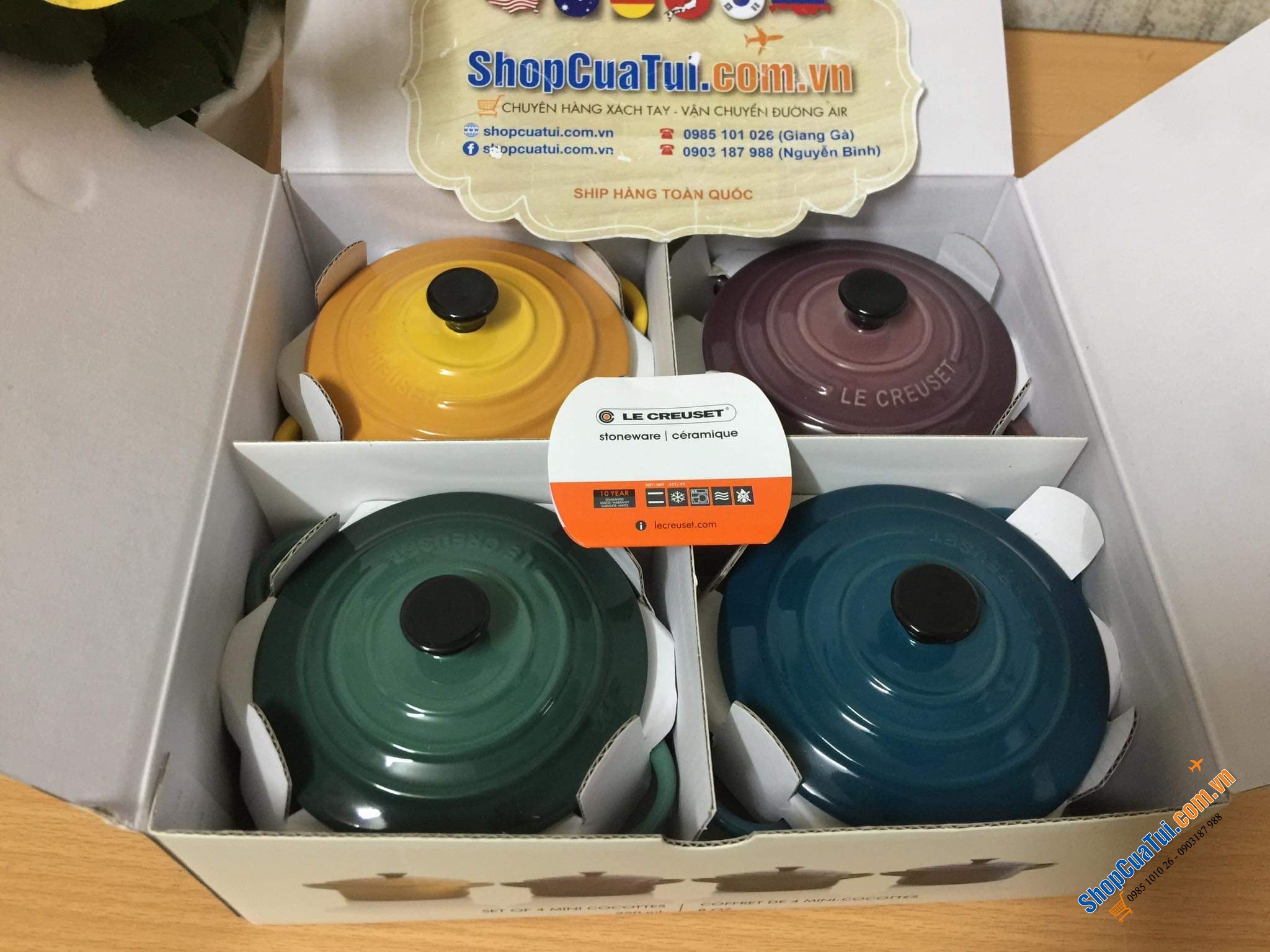 SET 4 NỒI LE CREUSET 10 CM KÈM HỘP BOTANIQUE - MUA AUTH TẠI ĐỨC ĐỦ BILL