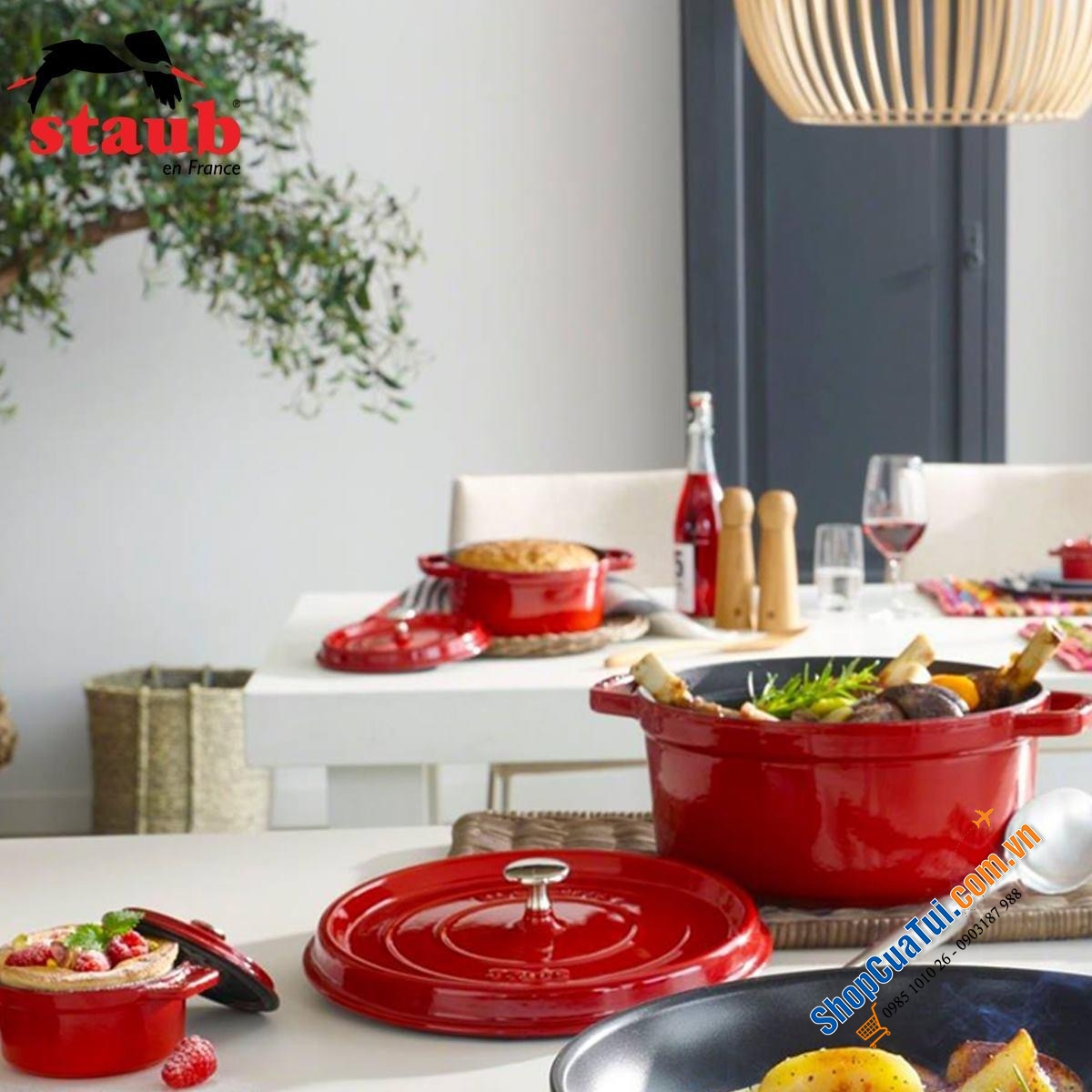 NỒI STAUB 22 CM MÀU ĐỎ TƯƠI CHERRY