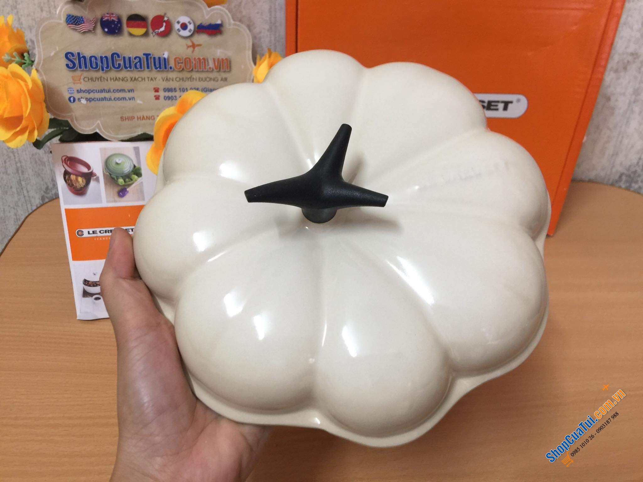 NỒI GANG LE CREUSET BÍ NGÔ 22 CM - MADE IN FRANCE.