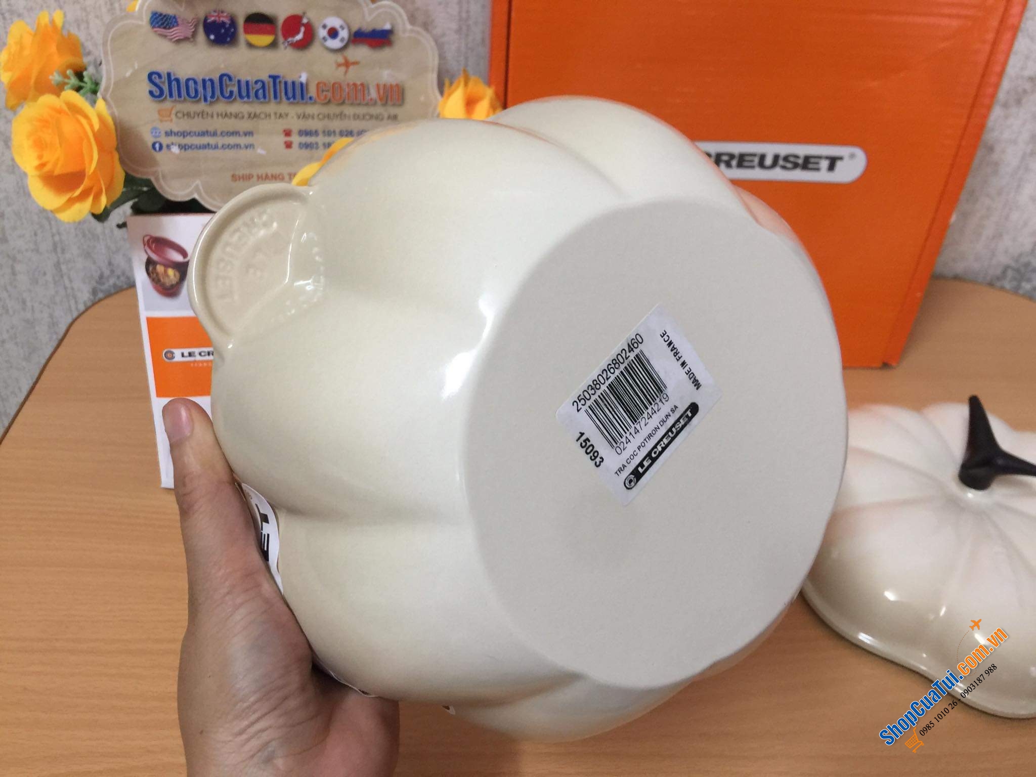 NỒI GANG LE CREUSET BÍ NGÔ 22 CM - MADE IN FRANCE.