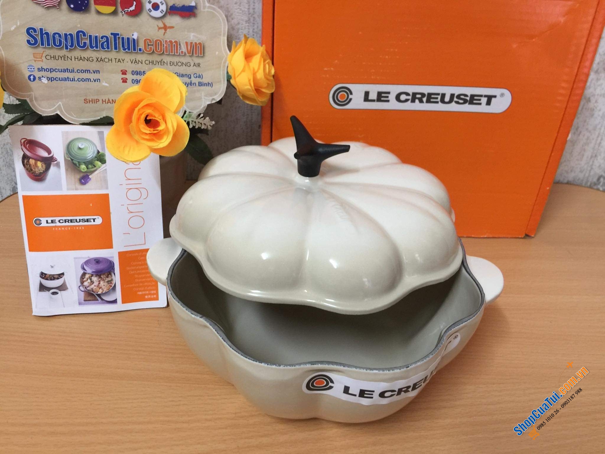 NỒI GANG LE CREUSET BÍ NGÔ 22 CM - MADE IN FRANCE.