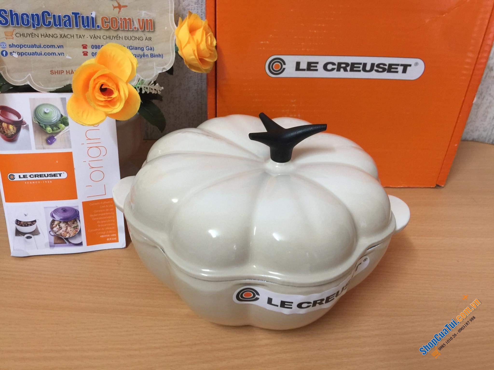NỒI GANG LE CREUSET BÍ NGÔ 22 CM - MADE IN FRANCE.