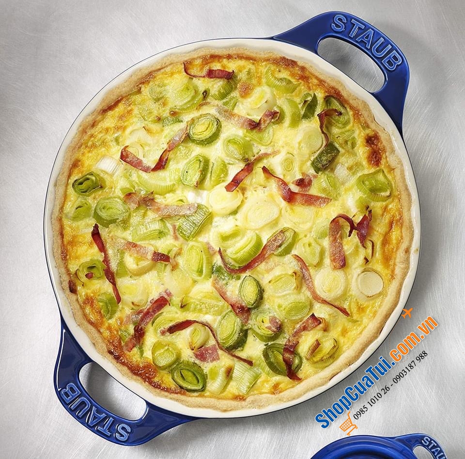 KHAY BÁNH TARTE, KHAY NƯỚNG NÔNG, ĐĨA ĐỰNG STAUB 24 cm MÀU XANH DA TRỜI ĐẬM