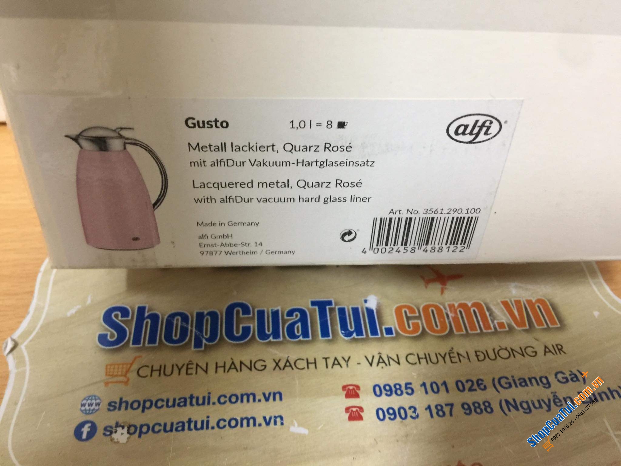 BÌNH GIỮ NHIỆT ALFI GUSTO 1L MÀU HỒNG PASTEL - Made in Germany