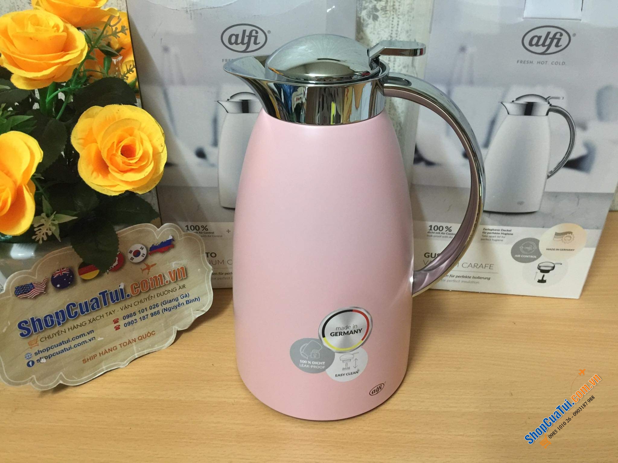 BÌNH GIỮ NHIỆT ALFI GUSTO 1L MÀU HỒNG PASTEL - Made in Germany