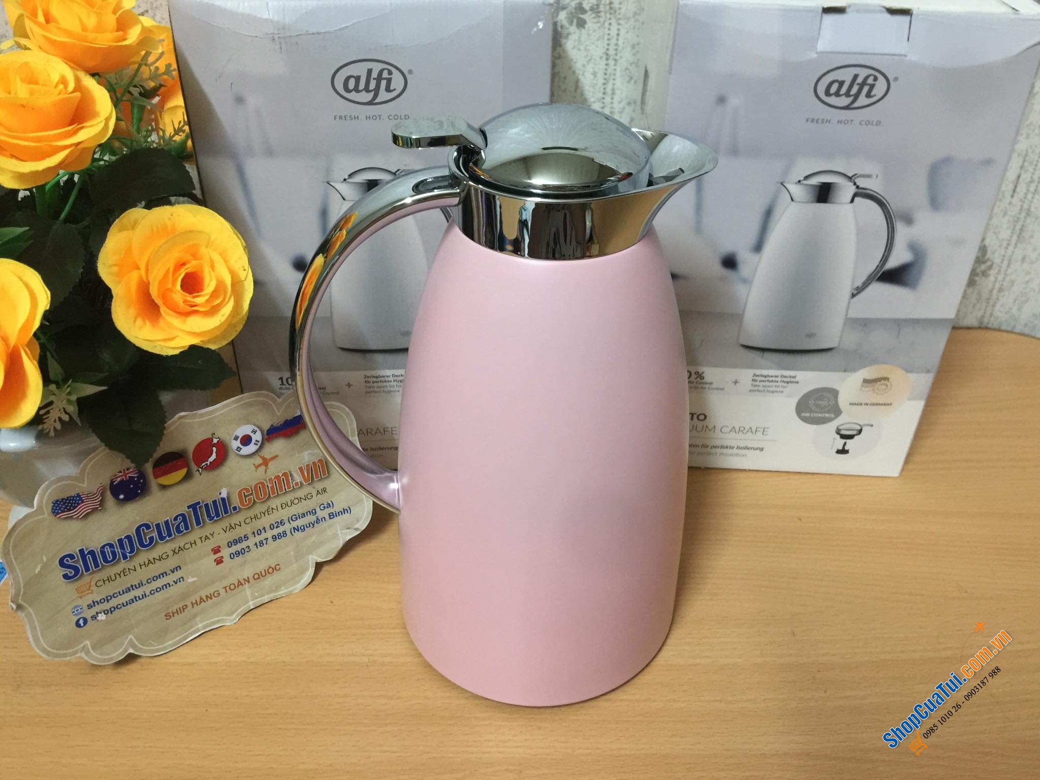 BÌNH GIỮ NHIỆT ALFI GUSTO 1L MÀU HỒNG PASTEL - Made in Germany