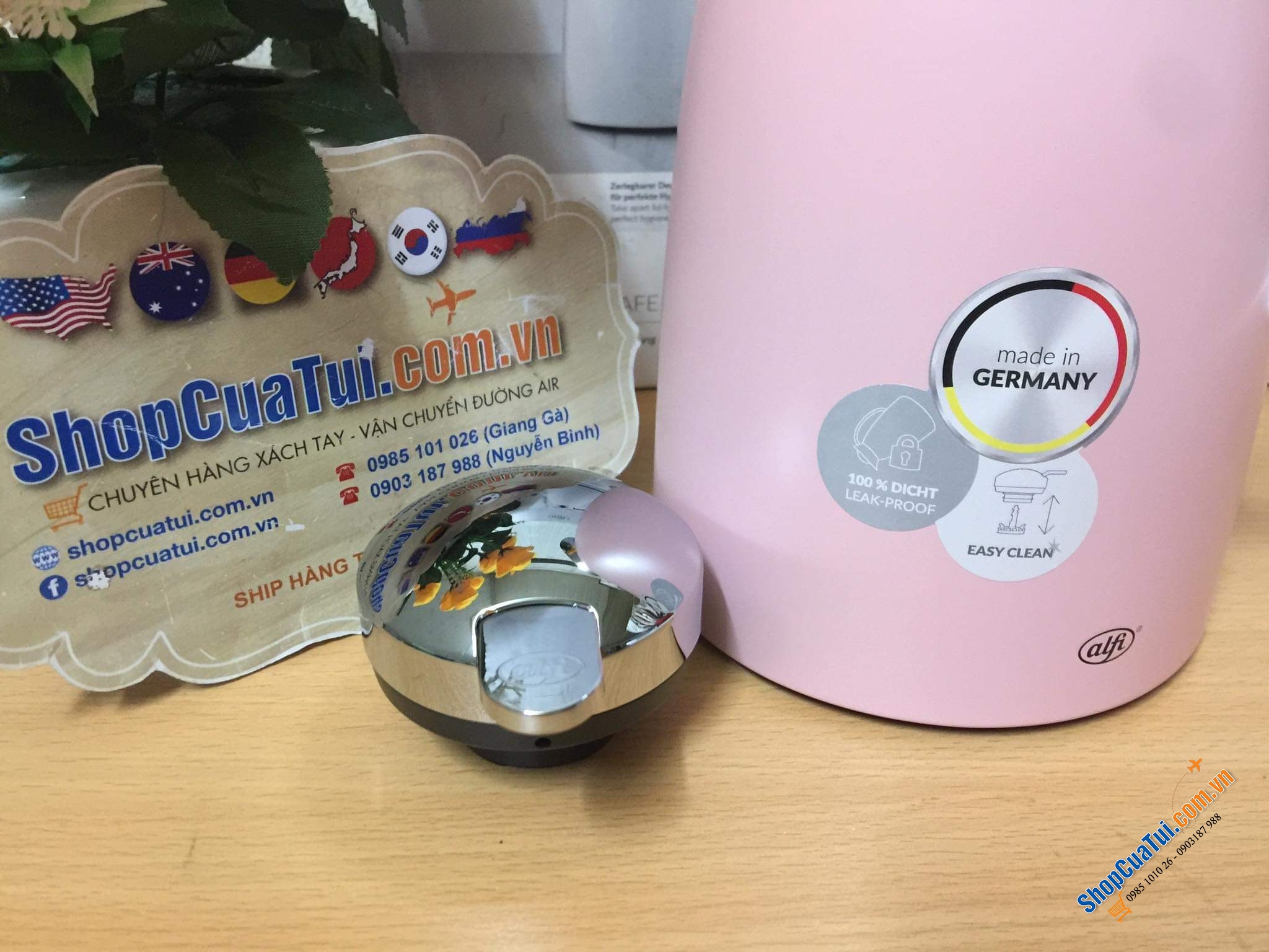 BÌNH GIỮ NHIỆT ALFI GUSTO 1L MÀU HỒNG PASTEL - Made in Germany