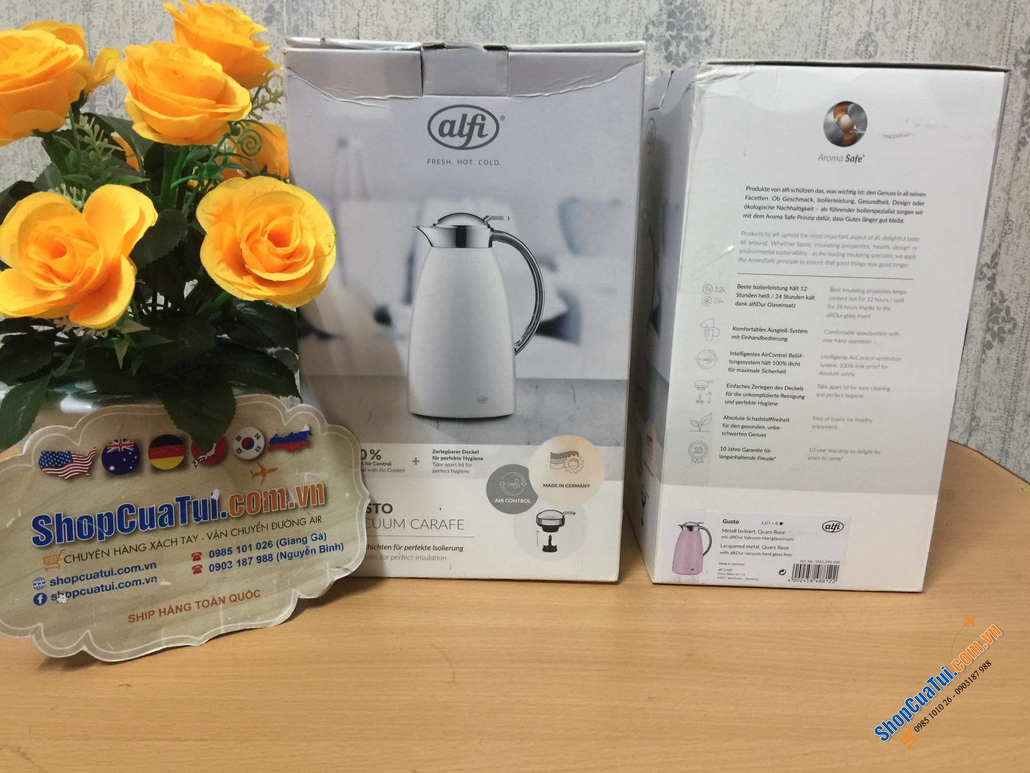 BÌNH GIỮ NHIỆT ALFI GUSTO 1L MÀU HỒNG PASTEL - Made in Germany