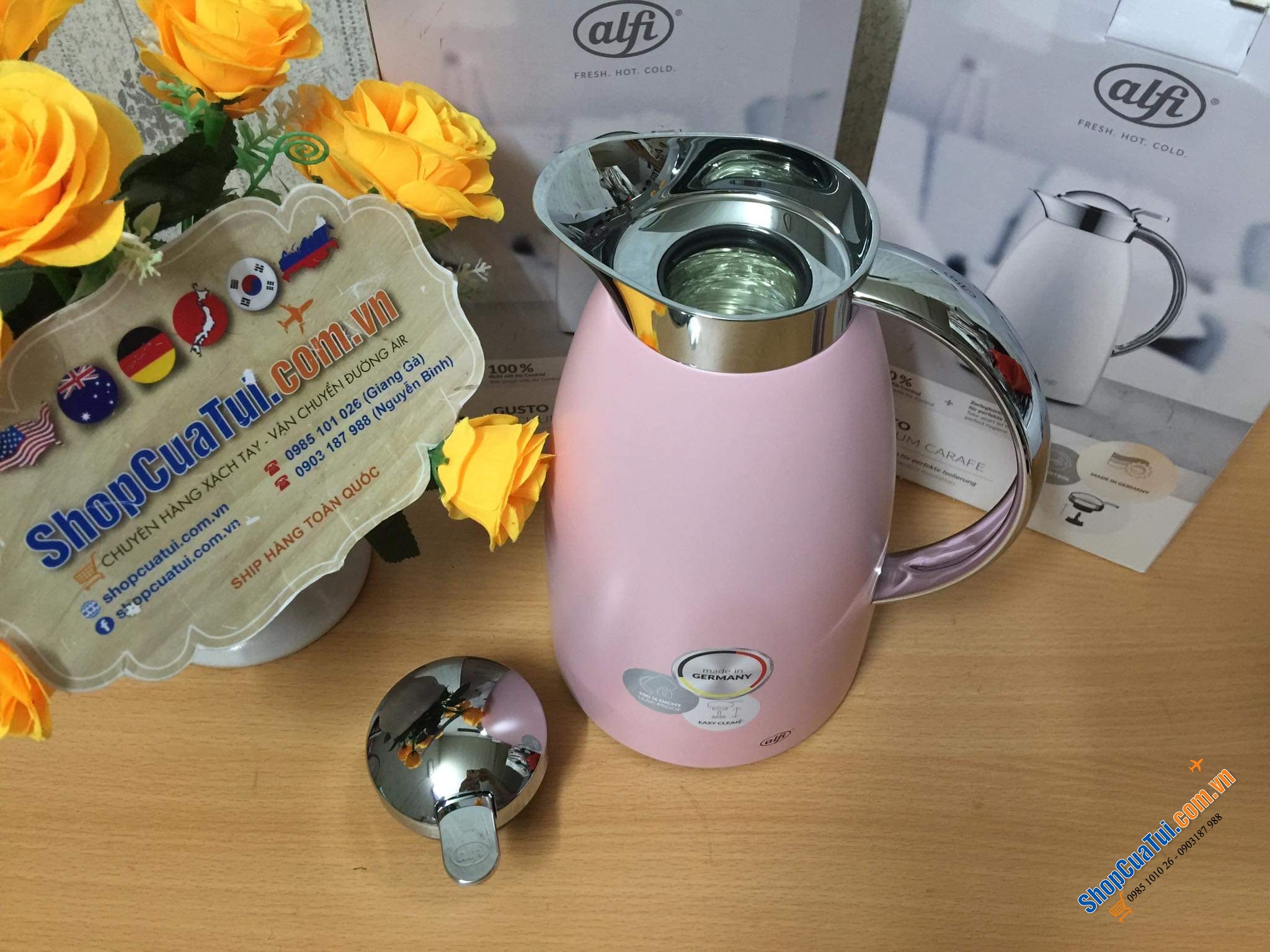 BÌNH GIỮ NHIỆT ALFI GUSTO 1L MÀU HỒNG PASTEL - Made in Germany