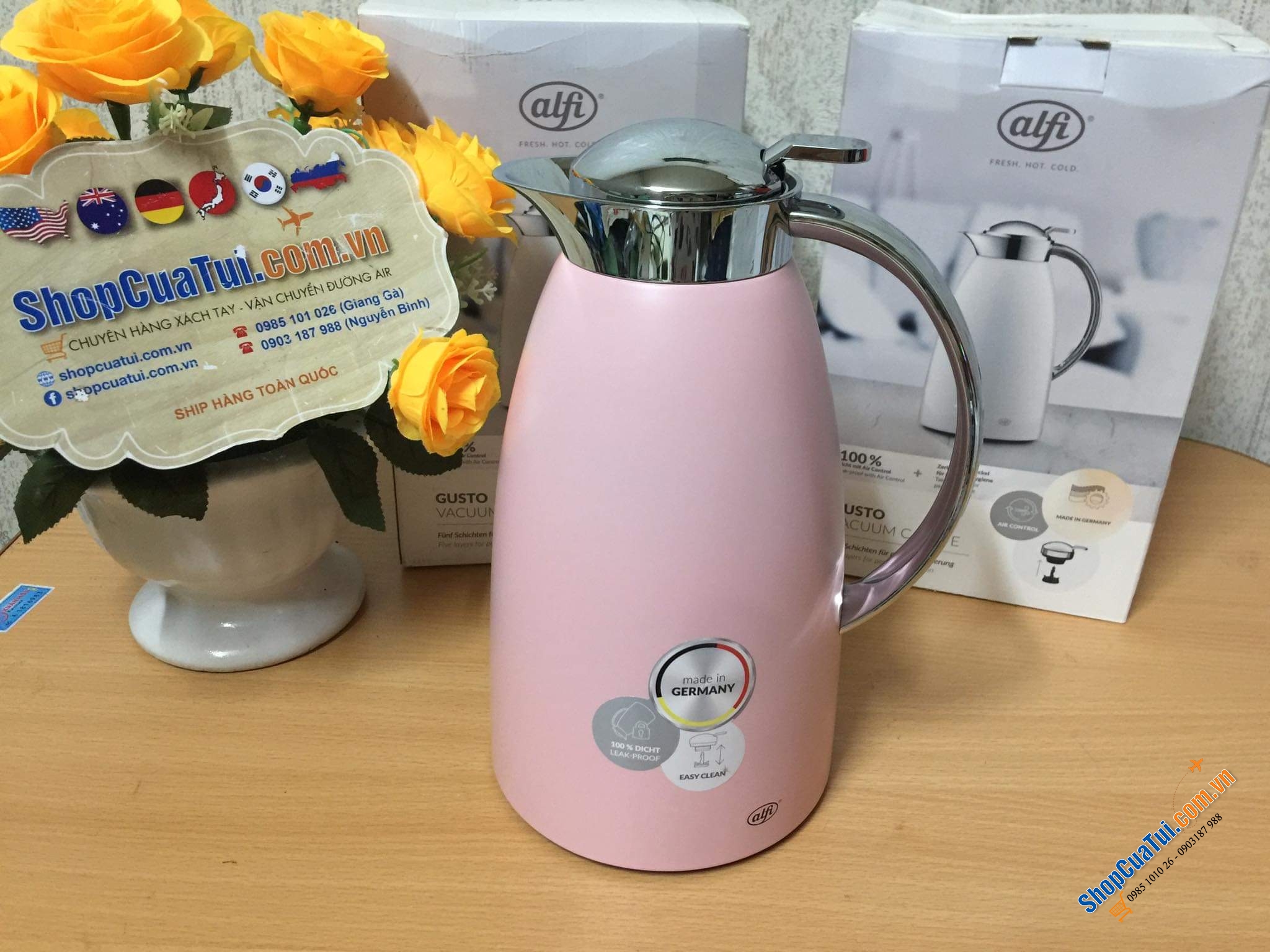 BÌNH GIỮ NHIỆT ALFI GUSTO 1L MÀU HỒNG PASTEL - Made in Germany