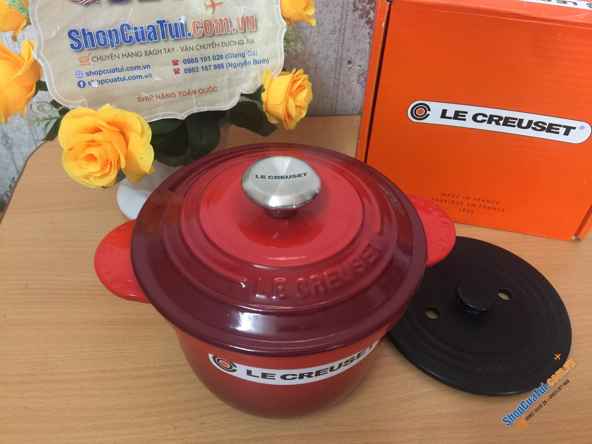 NỒI Le Creuset 18 cm Every màu ĐỎ 2 VUNG  - 2 lit