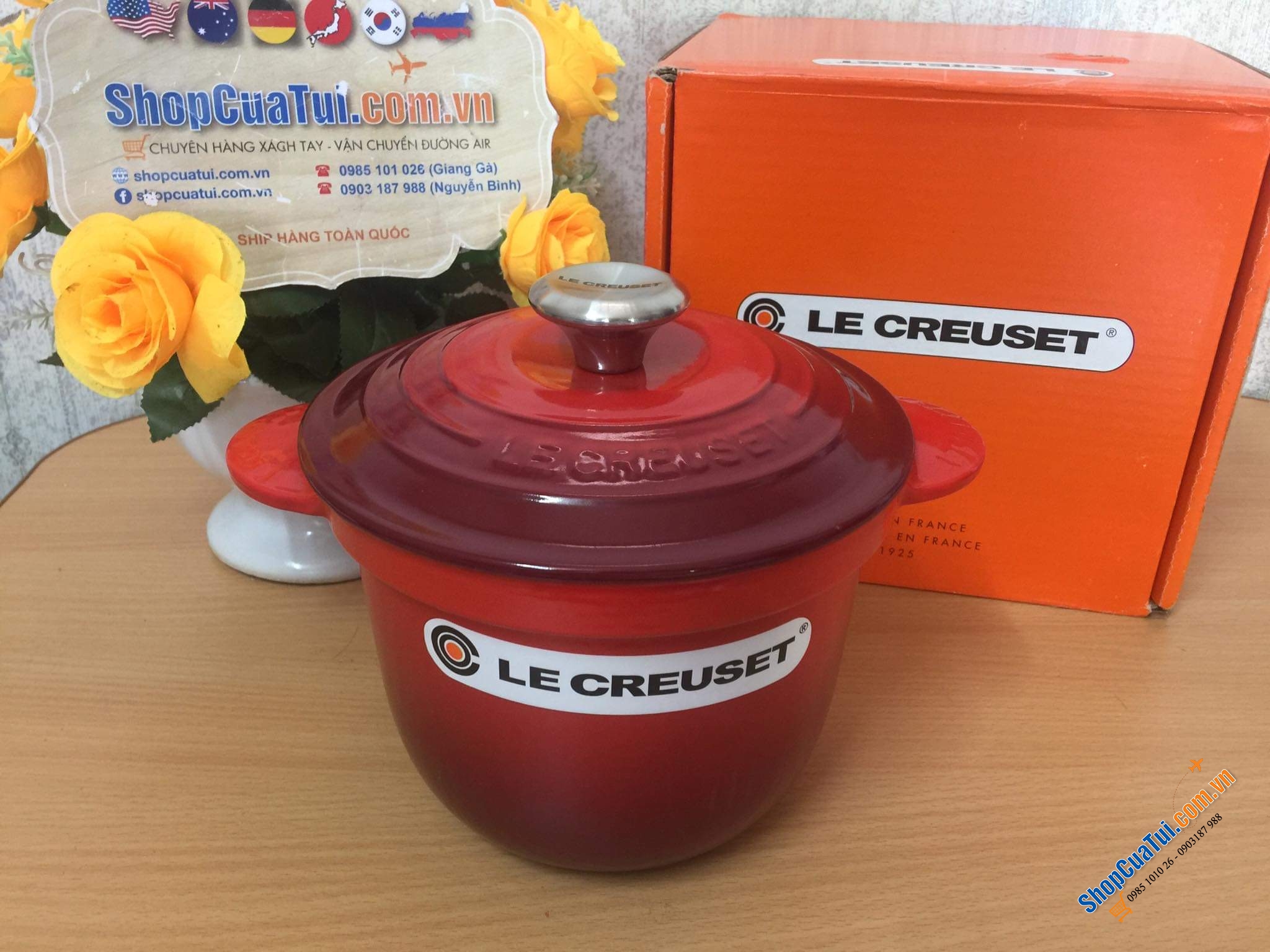 NỒI Le Creuset 18 cm Every màu ĐỎ 2 VUNG  - 2 lit