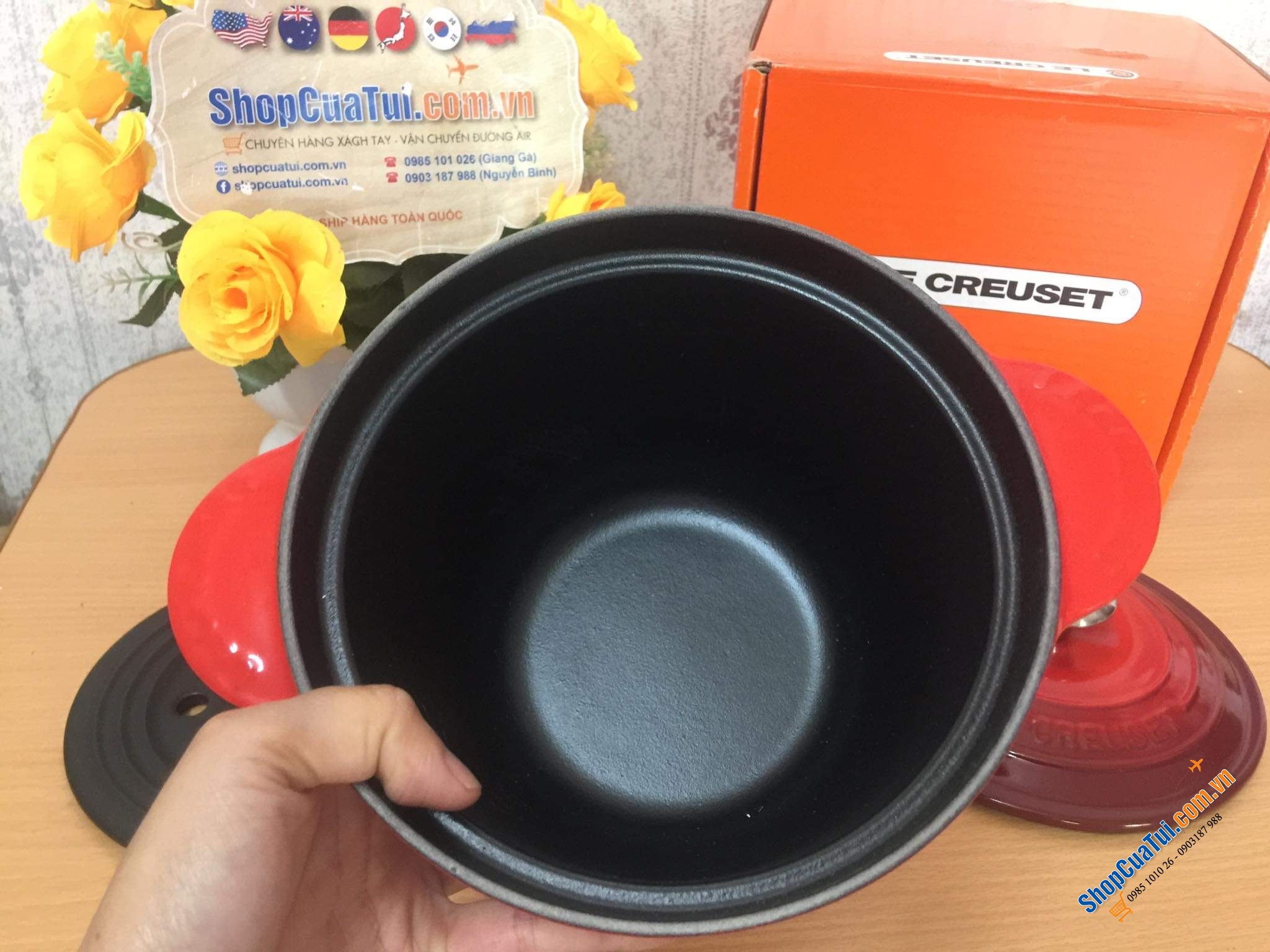 NỒI Le Creuset 18 cm Every màu ĐỎ 2 VUNG  - 2 lit