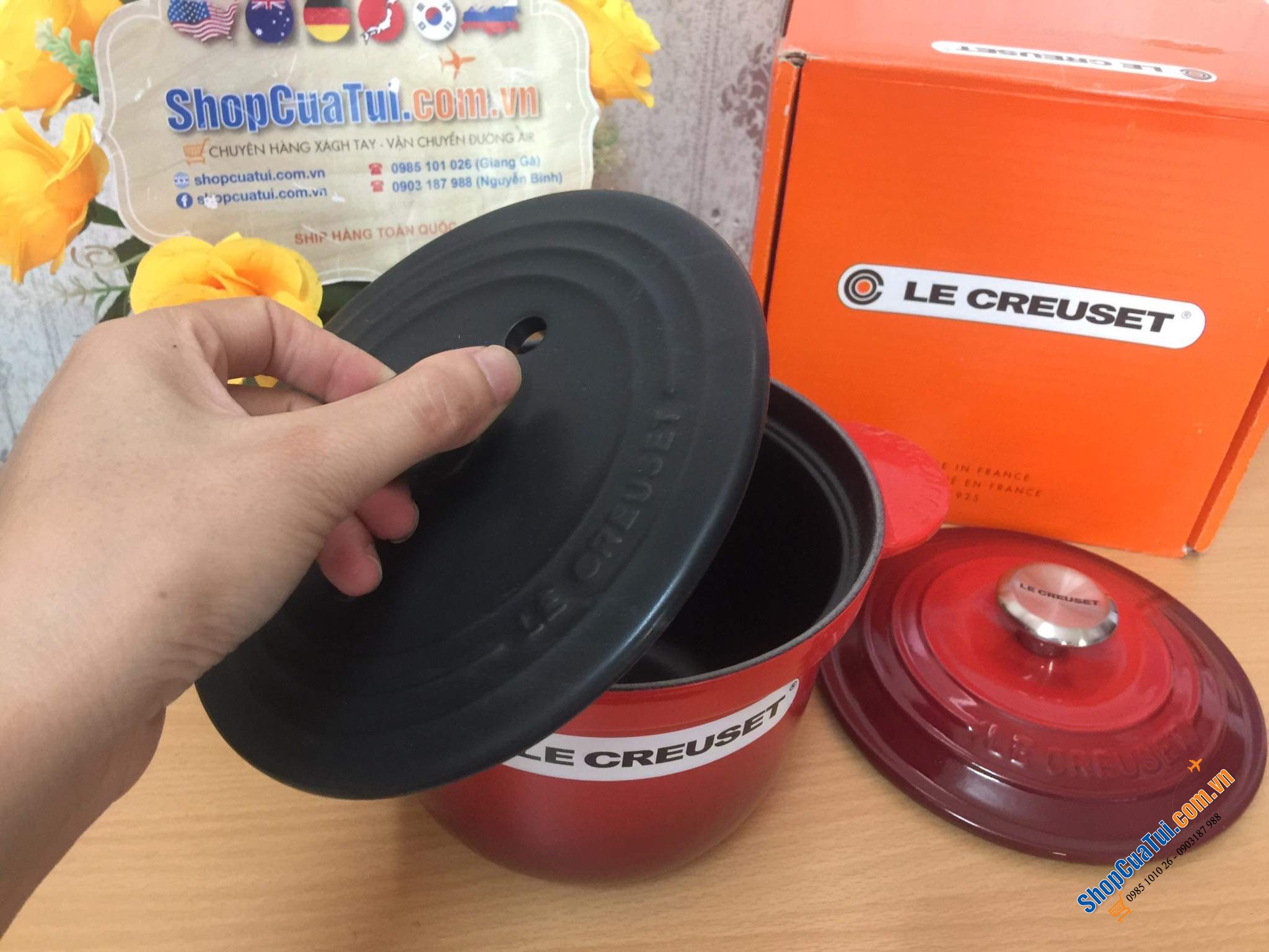 NỒI Le Creuset 18 cm Every màu ĐỎ 2 VUNG  - 2 lit