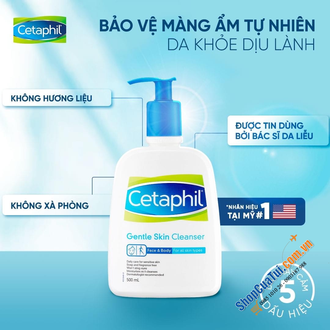 Sữa Tắm, rửa mặt Cetaphil Gentle Skin Cleanser for Face & Body 500ml - Made in Canada