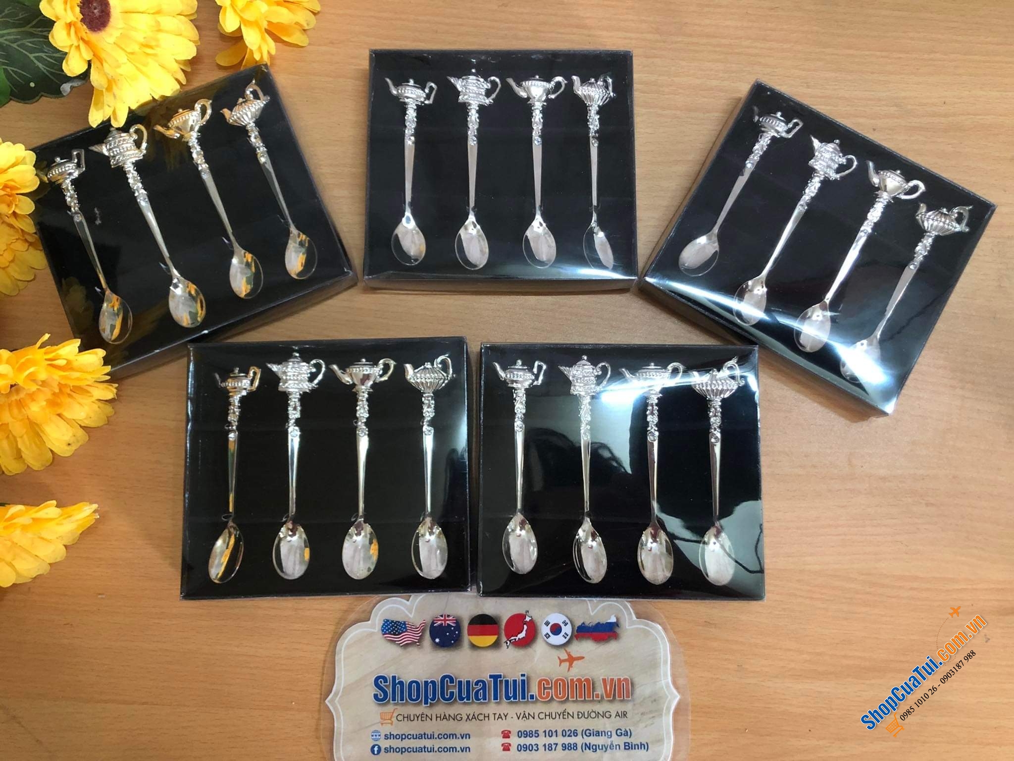 SET 4 THÌA CÀ PHÊ HOÀNG GIA MẠ BẠC EDZARD GERMANY