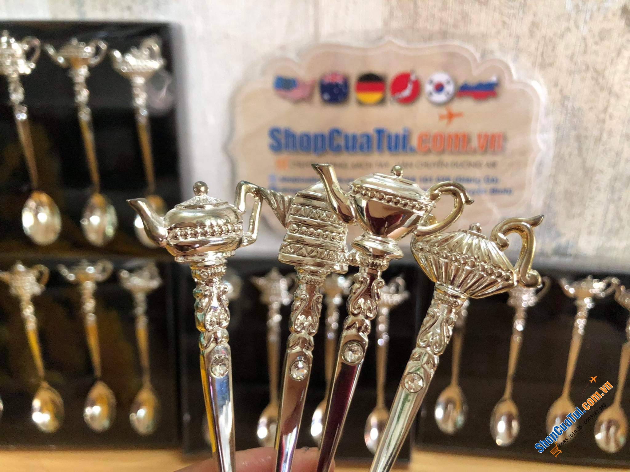 SET 4 THÌA CÀ PHÊ HOÀNG GIA MẠ BẠC EDZARD GERMANY