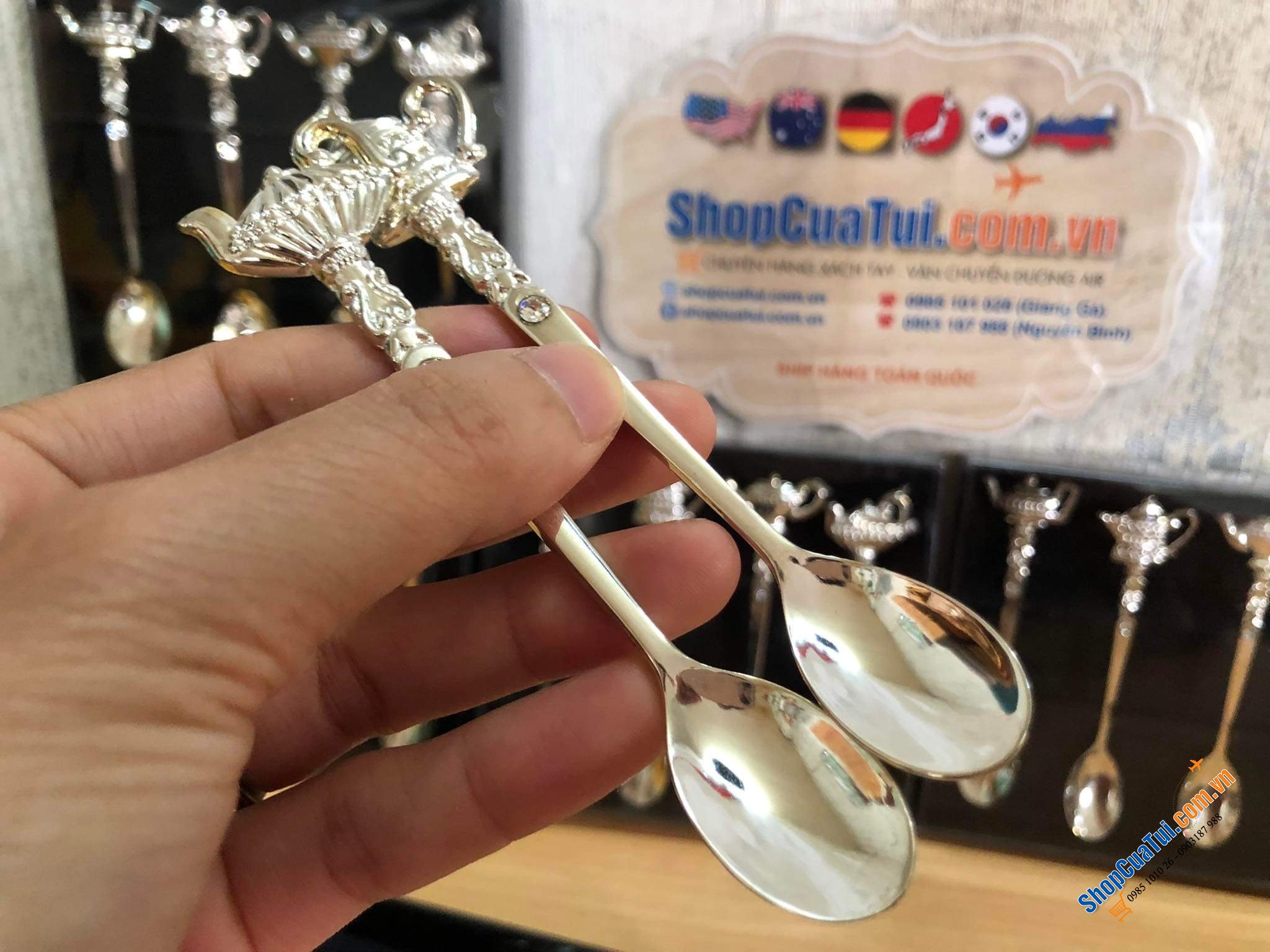 SET 4 THÌA CÀ PHÊ HOÀNG GIA MẠ BẠC EDZARD GERMANY