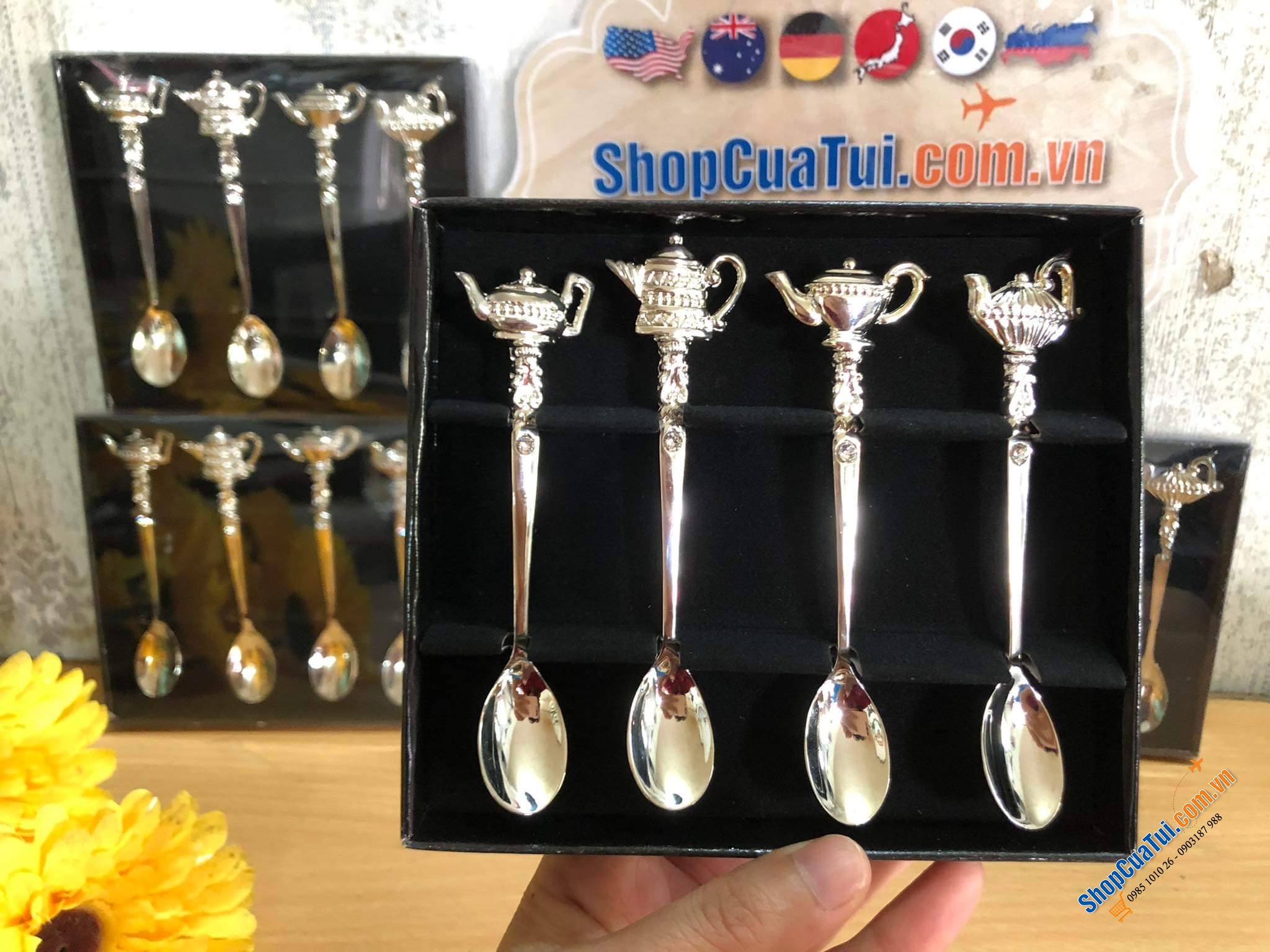 SET 4 THÌA CÀ PHÊ HOÀNG GIA MẠ BẠC EDZARD GERMANY