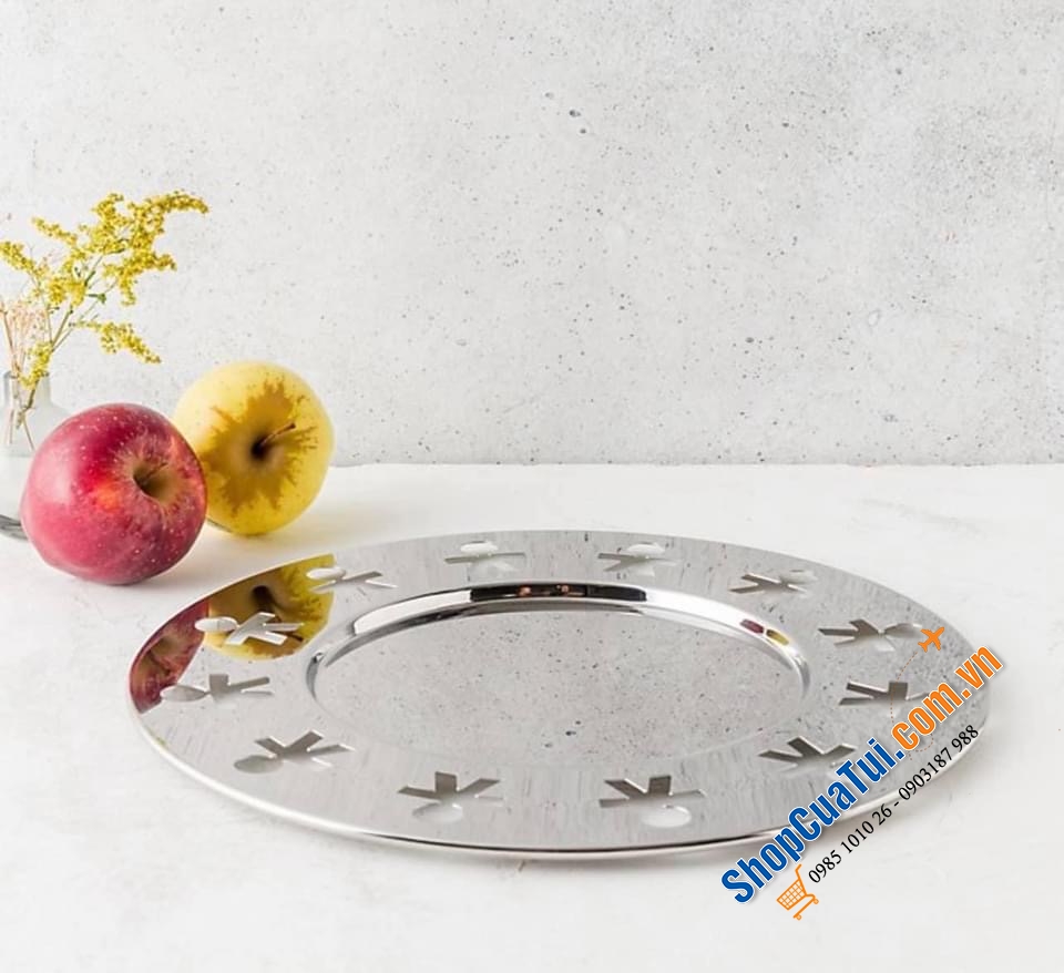 Đĩa Alessi Girotondo Đường kính 32 cm màu trắng bạc
