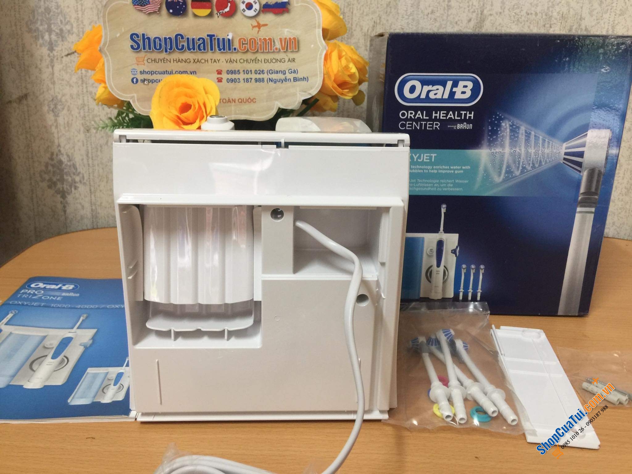 TĂM NƯỚC ORAL-B BRAUN PROFESSIONAL CARE WATERJET KÈM 4 ĐẦU - Made in Hungary