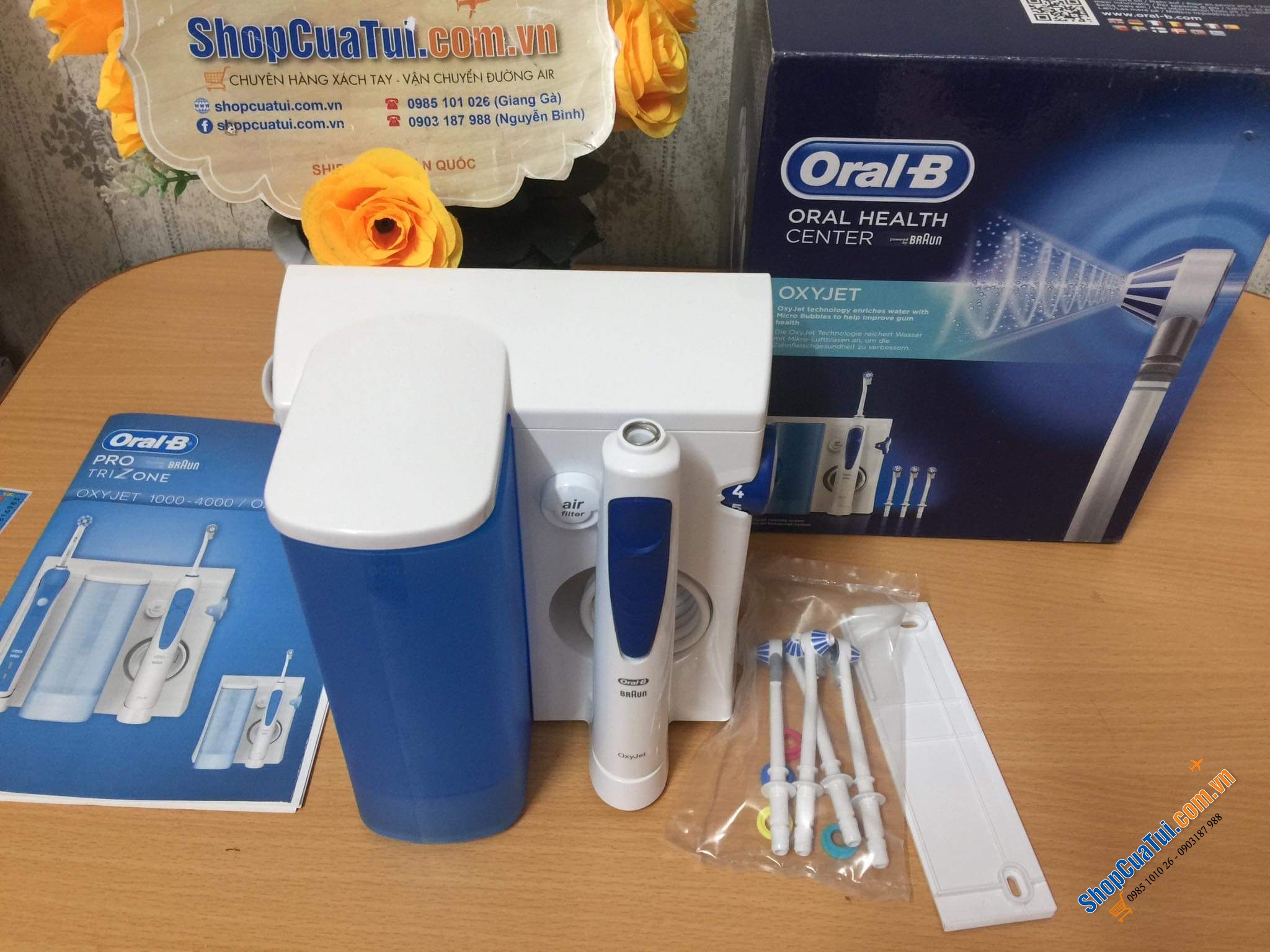 TĂM NƯỚC ORAL-B BRAUN PROFESSIONAL CARE WATERJET KÈM 4 ĐẦU - Made in Hungary