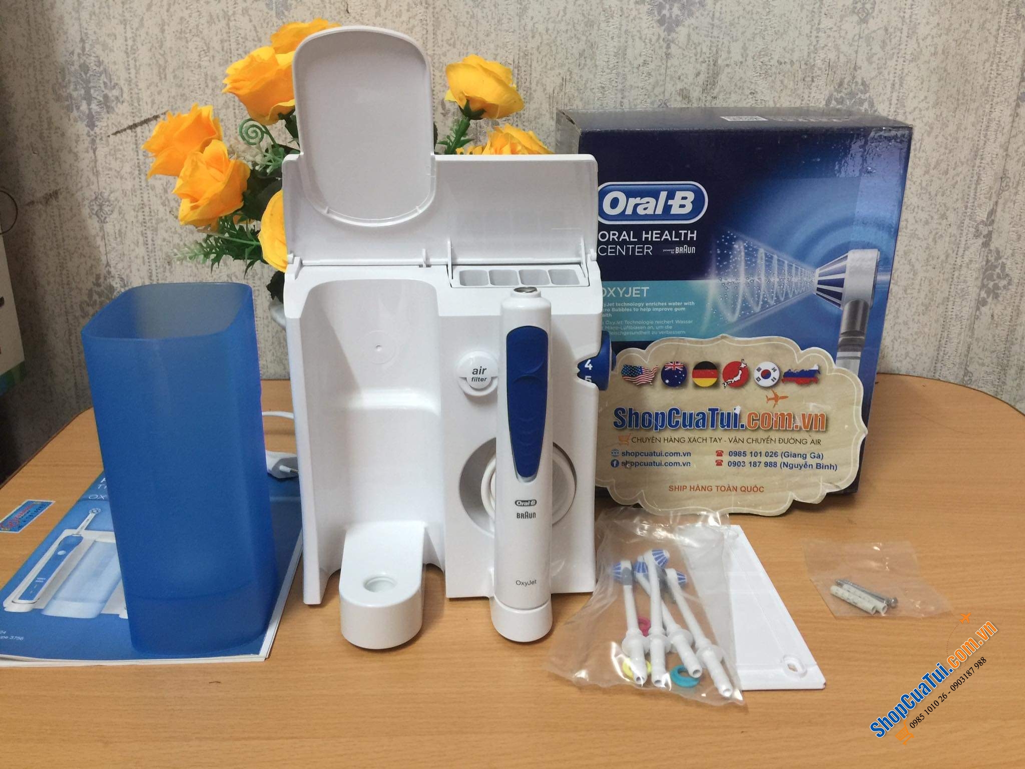 TĂM NƯỚC ORAL-B BRAUN PROFESSIONAL CARE WATERJET KÈM 4 ĐẦU - Made in Hungary