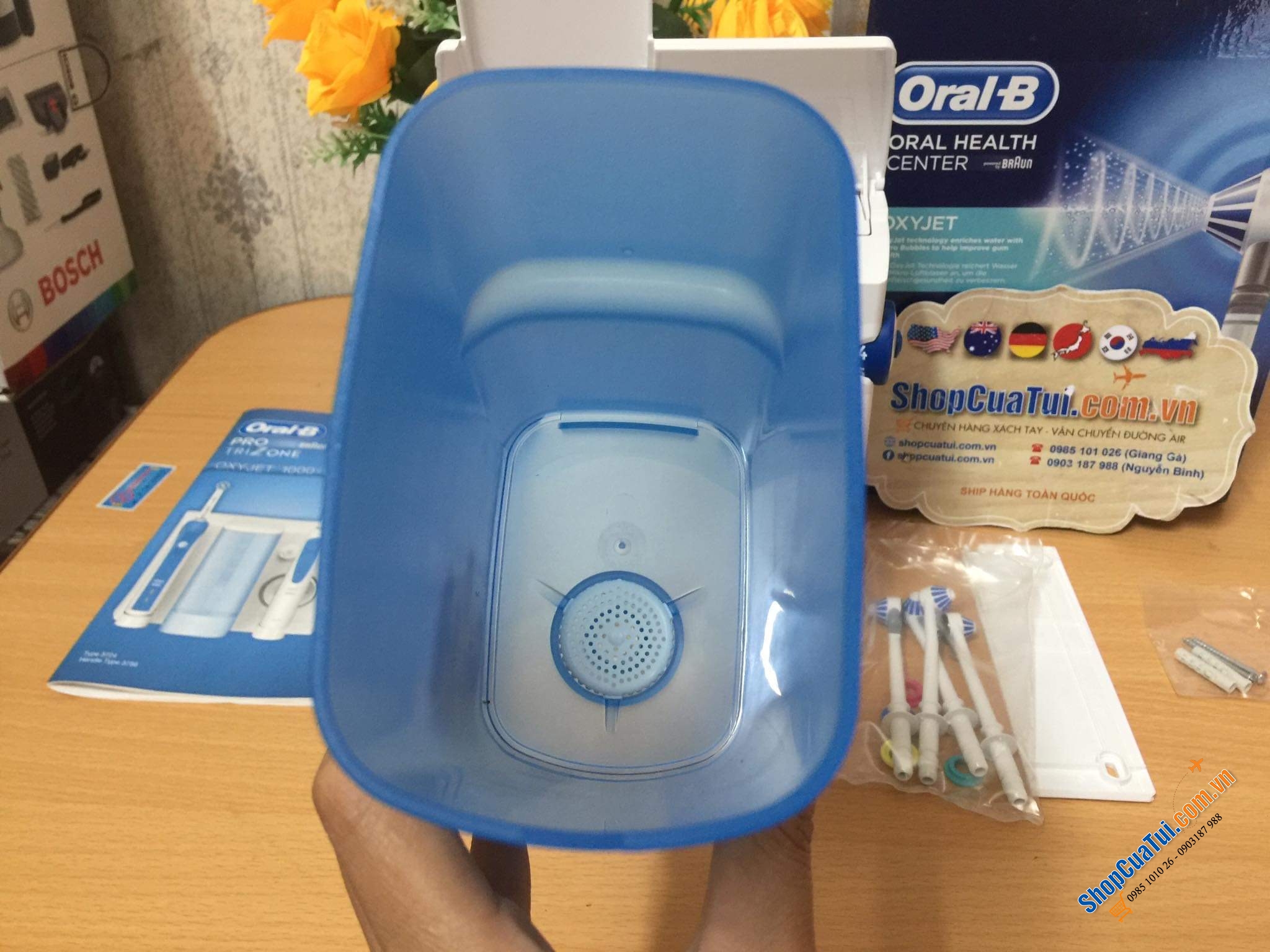 TĂM NƯỚC ORAL-B BRAUN PROFESSIONAL CARE WATERJET KÈM 4 ĐẦU - Made in Hungary